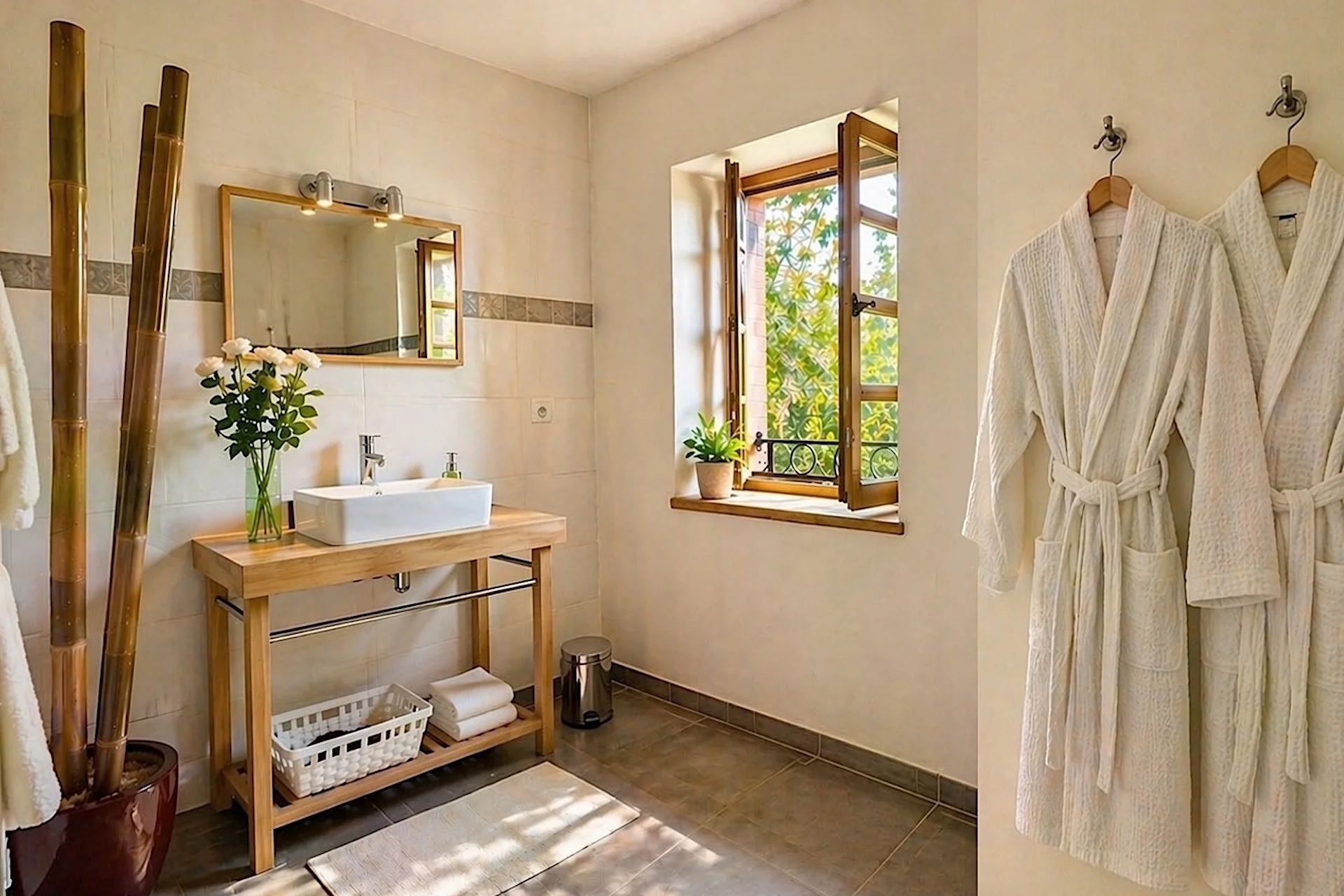 Wellness Bathroom with Bamboo Accents – Domaine de Monteils