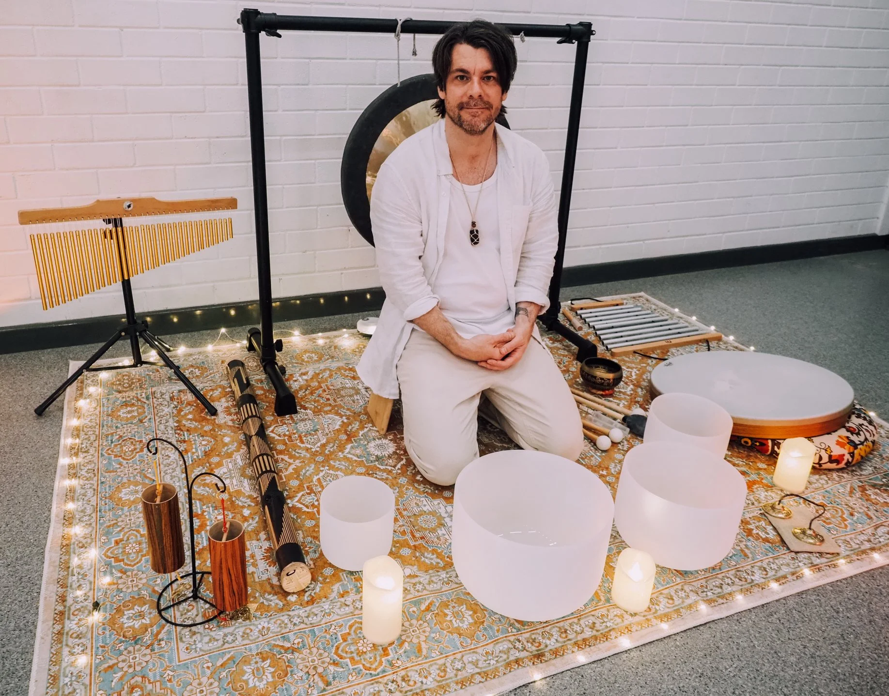 Sanctum Sound Healing Perth Meditation Gong Hand Drum Crystal Bowls Rain Stick Chimes Immersion