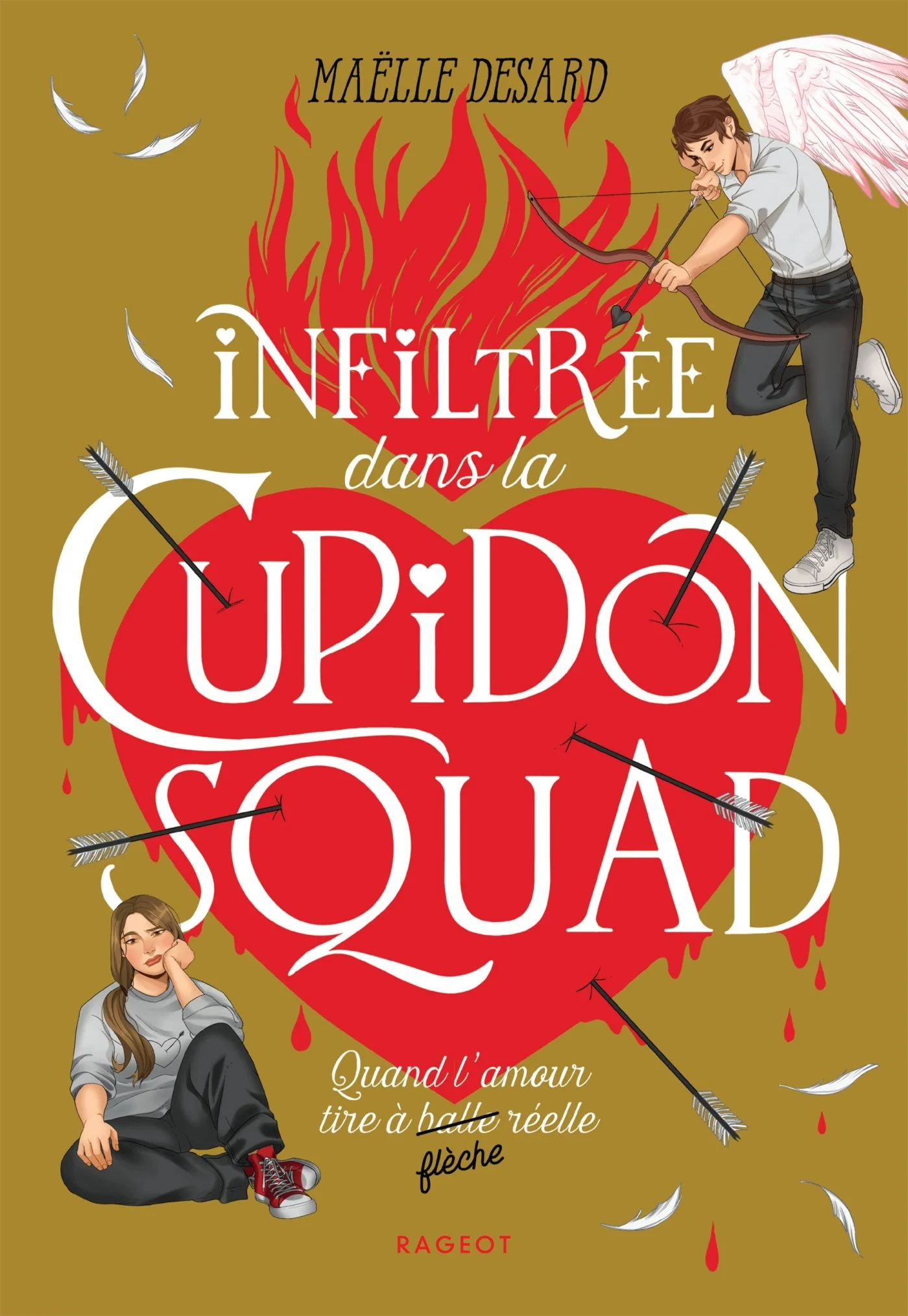Book cover for the novel "Infiltrée dans la cupidon Squad" by Maëlle Desart.
For Rageot Editeur_2026
