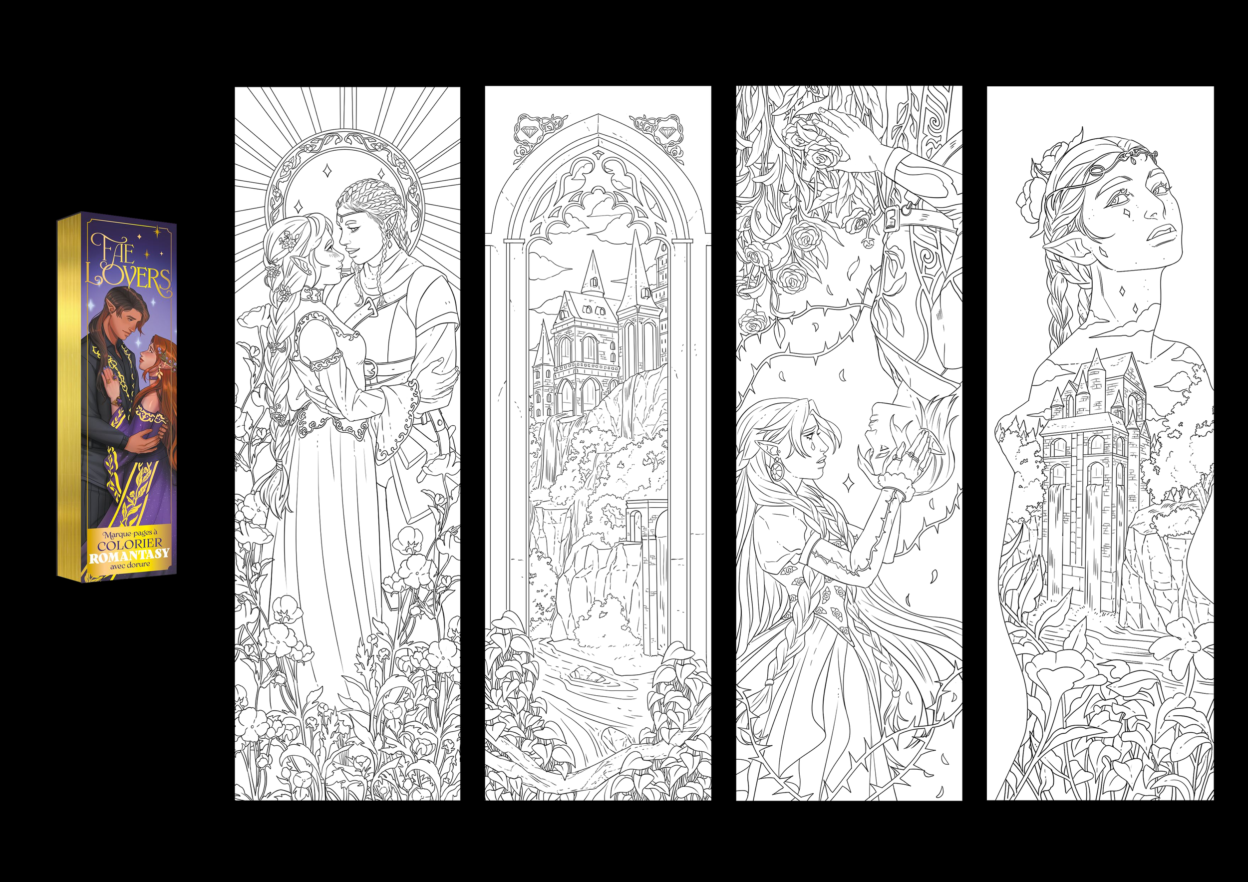 Bookmarks on the theme “Fae Lovers,” for Fleurus Editions. 2025