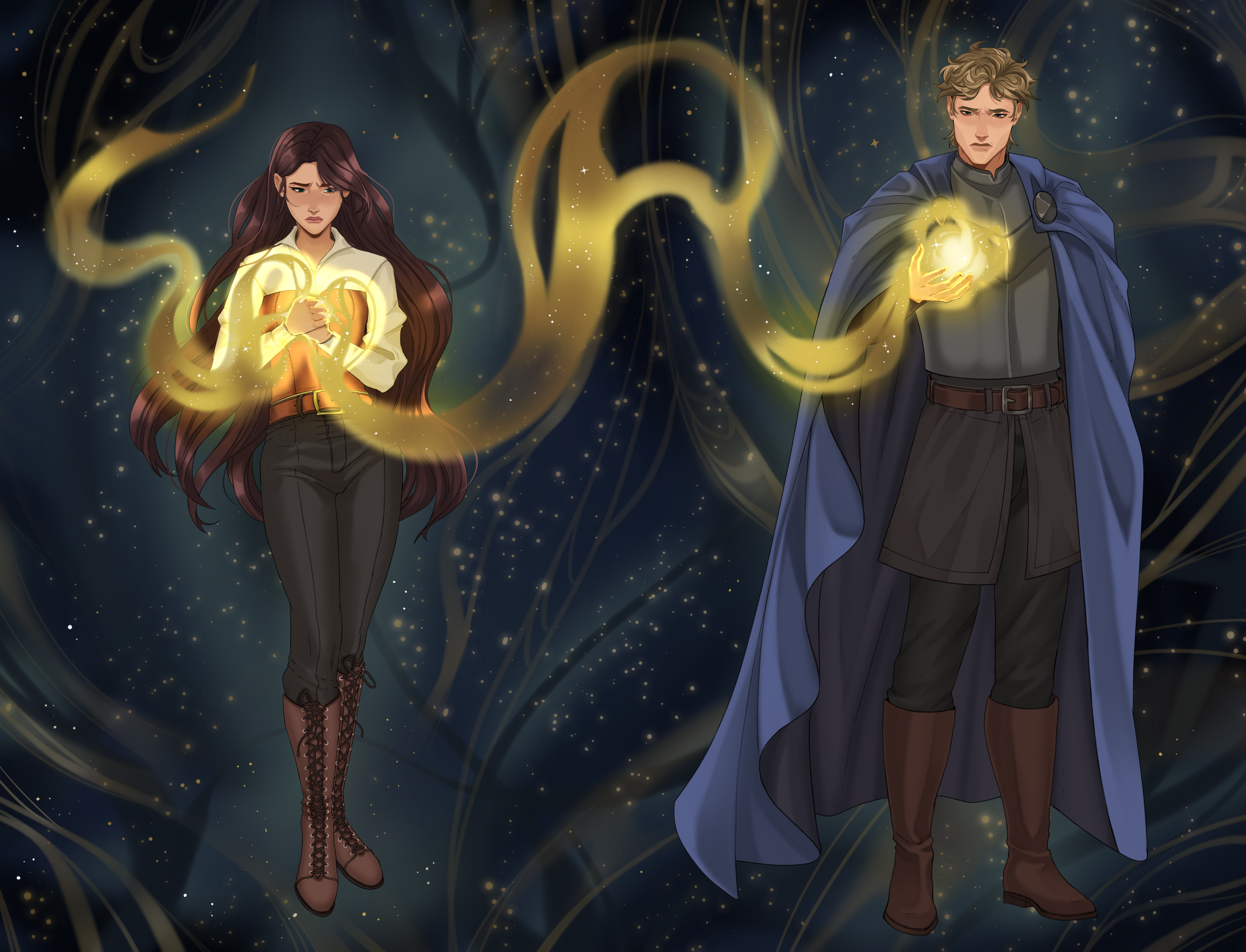 Illustrations for the novel "Heir of Stardust and Secrets" ,for The BookishBox_ 2025 1/2
