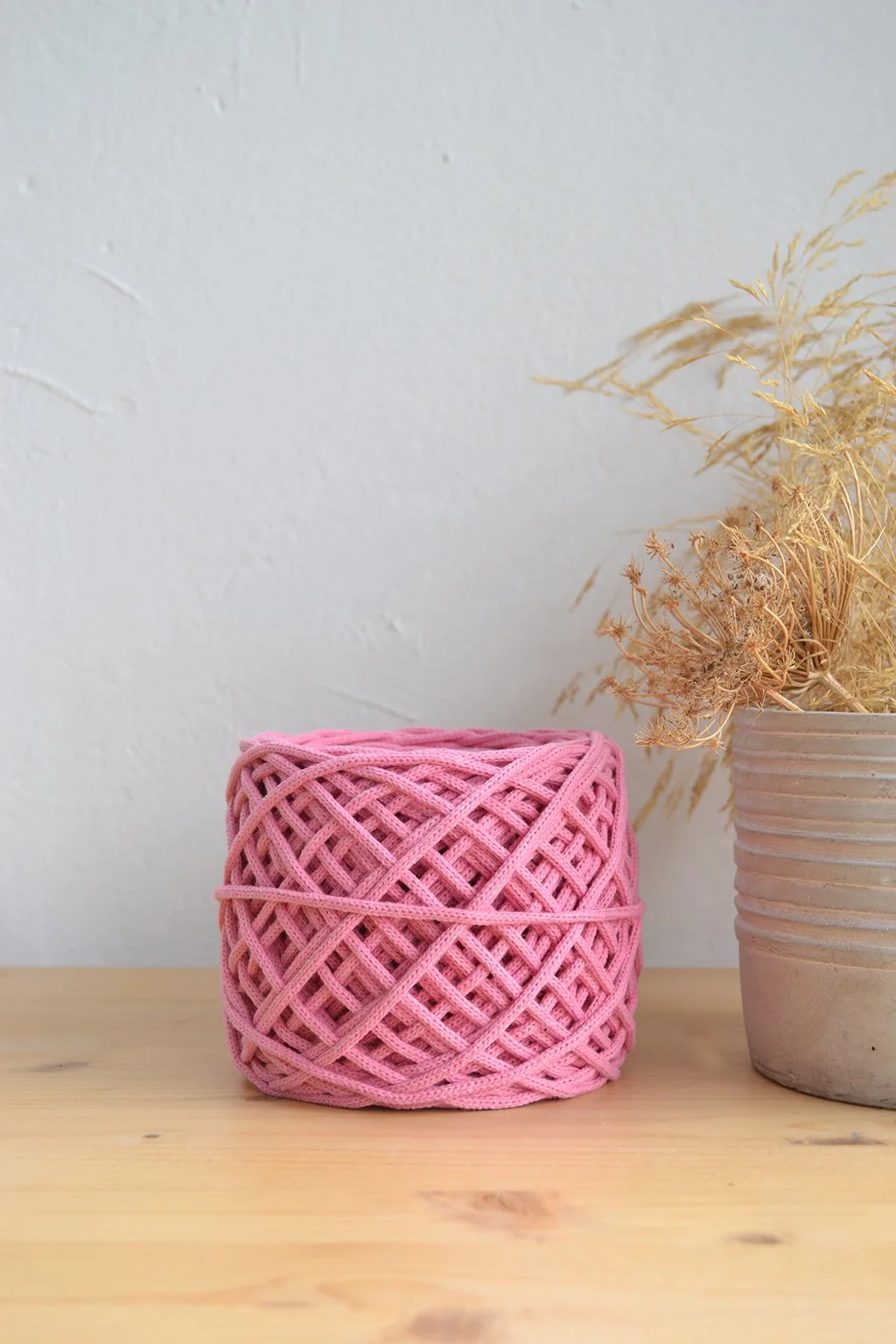 3mm pink ροζ πλεκτό βαμβακερό κορδόνι τσάντες βελονάκι μακραμέ.jpg