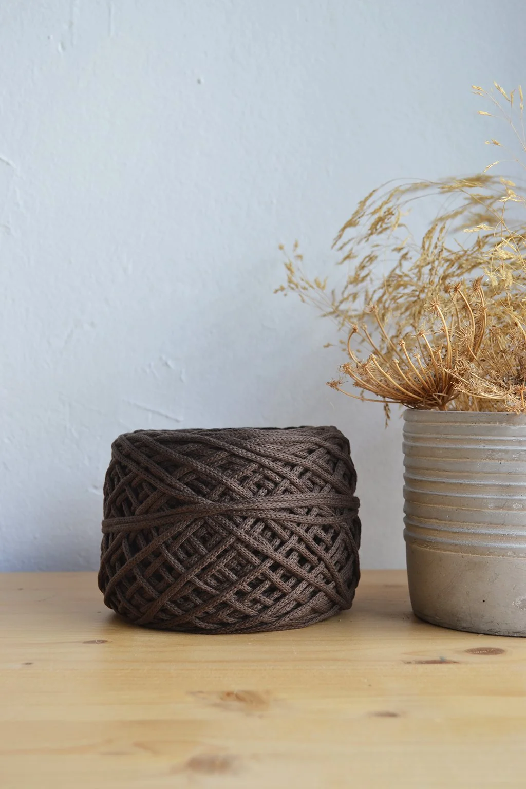 3mm καφέ coffee brown πλεκτό βαμβακερό κορδόνι τσάντες βελονάκι μακραμέ.jpg