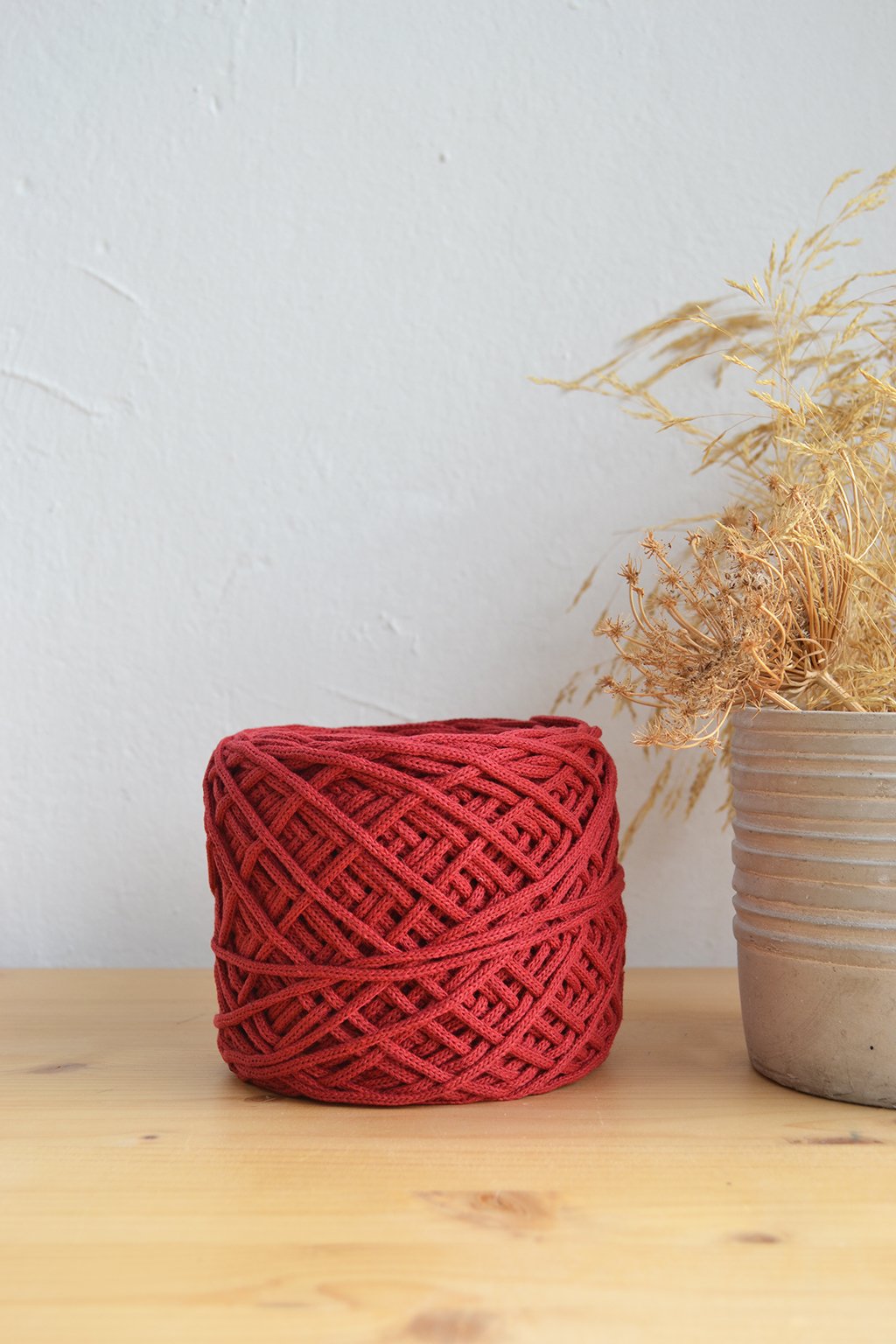 3mm cherry red κοκκινο πλεκτό βαμβακερό κορδόνι τσάντες βελονάκι μακραμέ.jpg