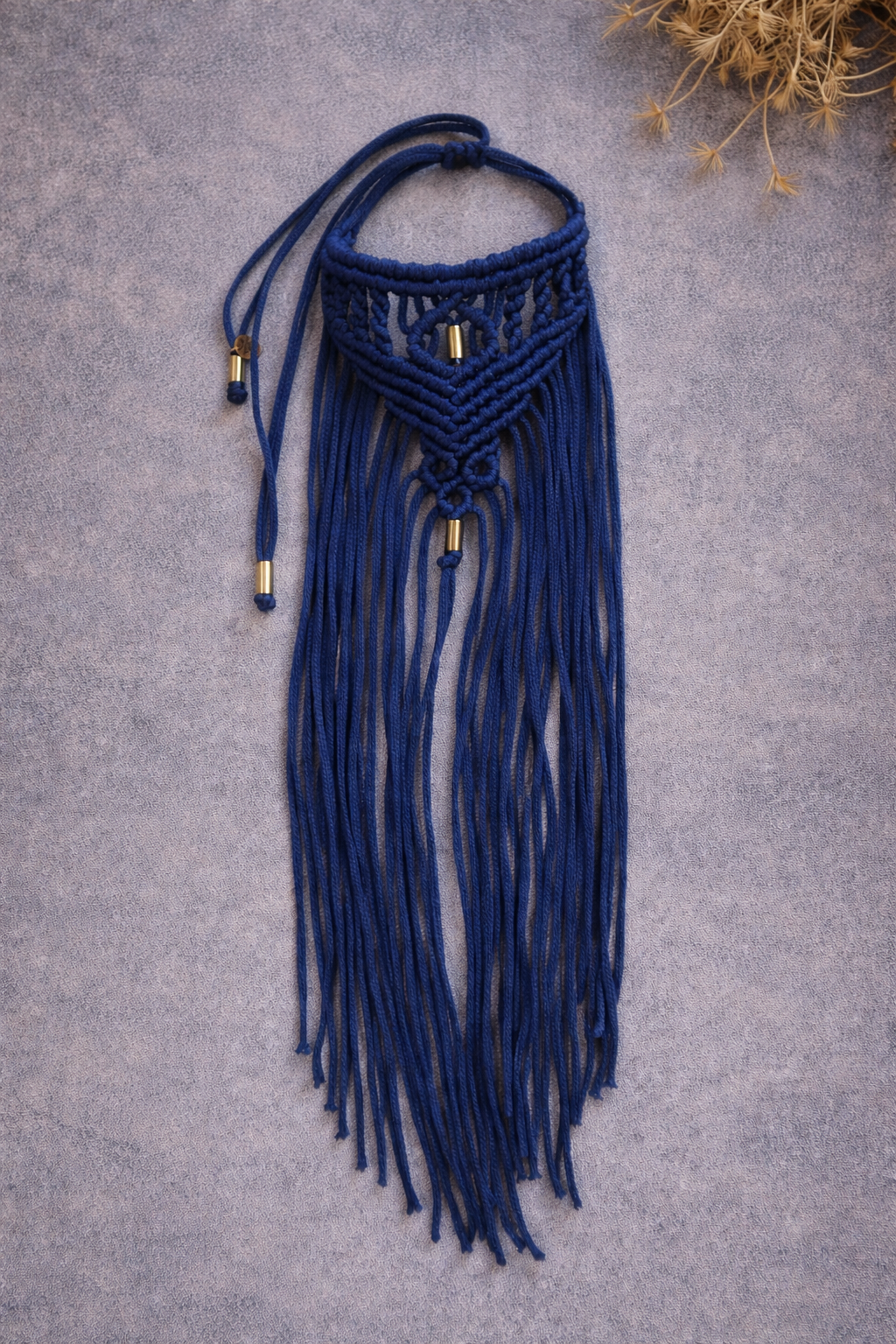 macrame statement necklace choker μακραμε statement κολιέ τσόκερ μακρύ royal electric blue μπλε ρουά ελεκτρίκ 1.png