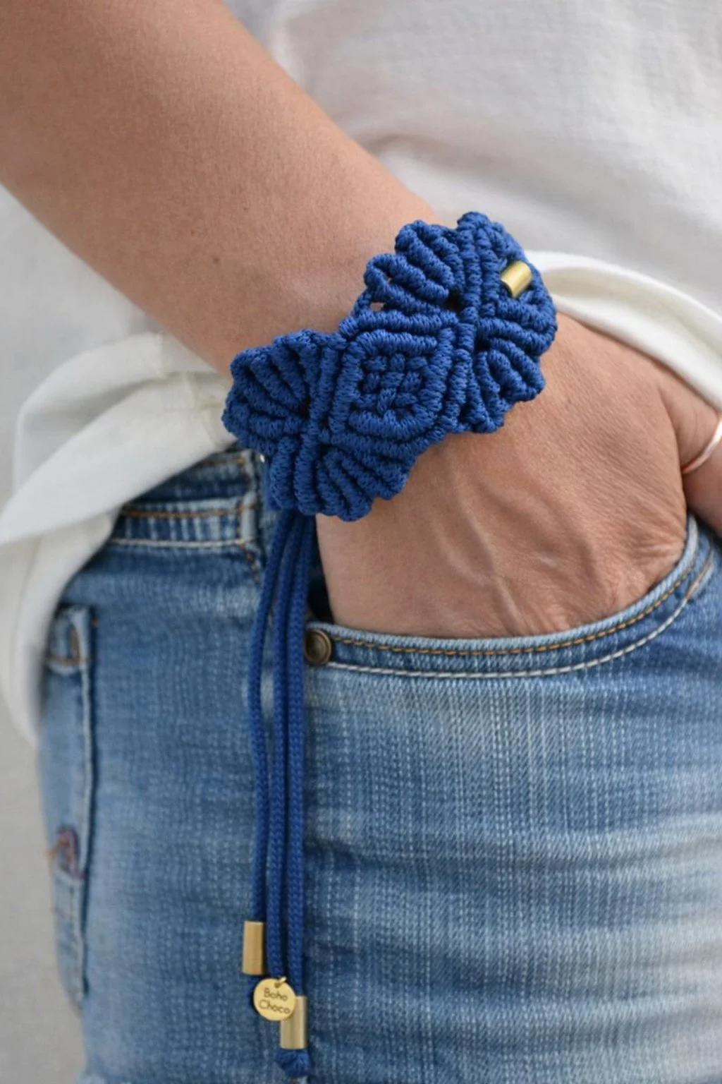 macrame bracelet arm band choker anklet μακραμε βραχιολι για το ποδι τσοκερ electric royal blue ελεκτρικ μπλε model αξεσουαρ accessories.jpg