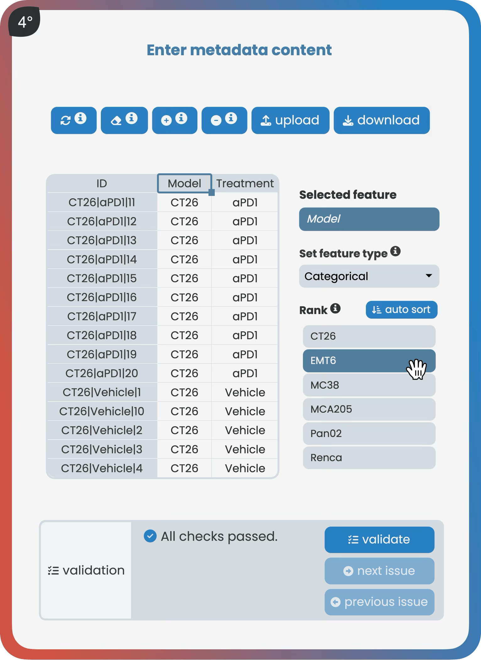 Harmony interface for entering and managing metadata linked to biological datasets.