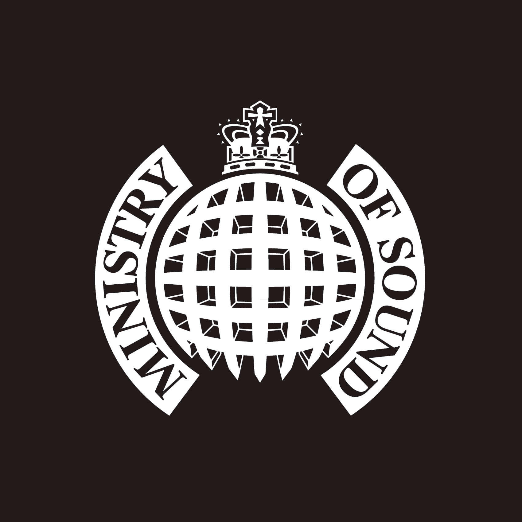 The badge of the Ministry of Sound, featuring a globe with geometric patterns, a crown, and the motto 'Ministry of Southeast Asia'