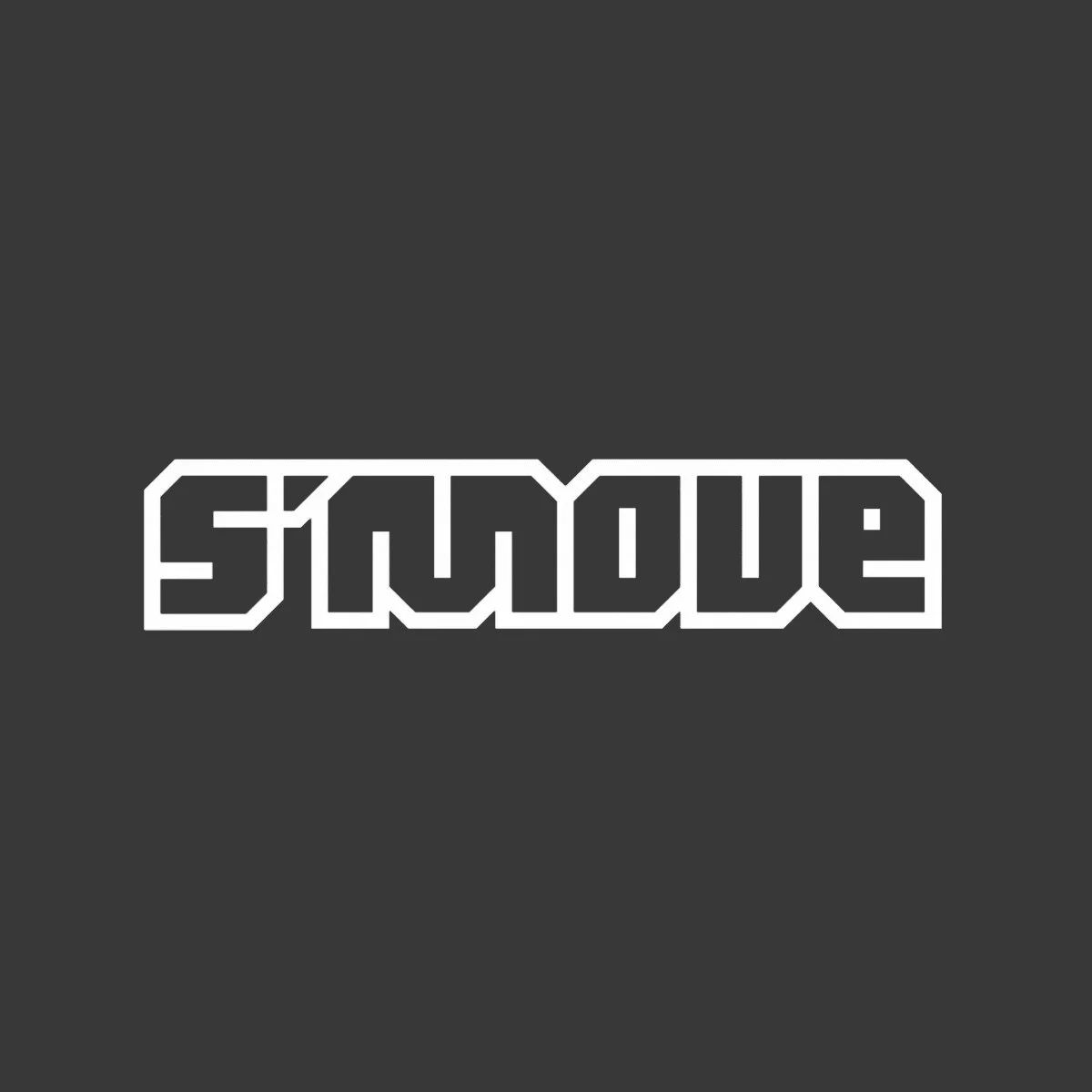 The word 'S'MOVE' in white, stylized pixelated font on a dark gray background, displayed upside down.