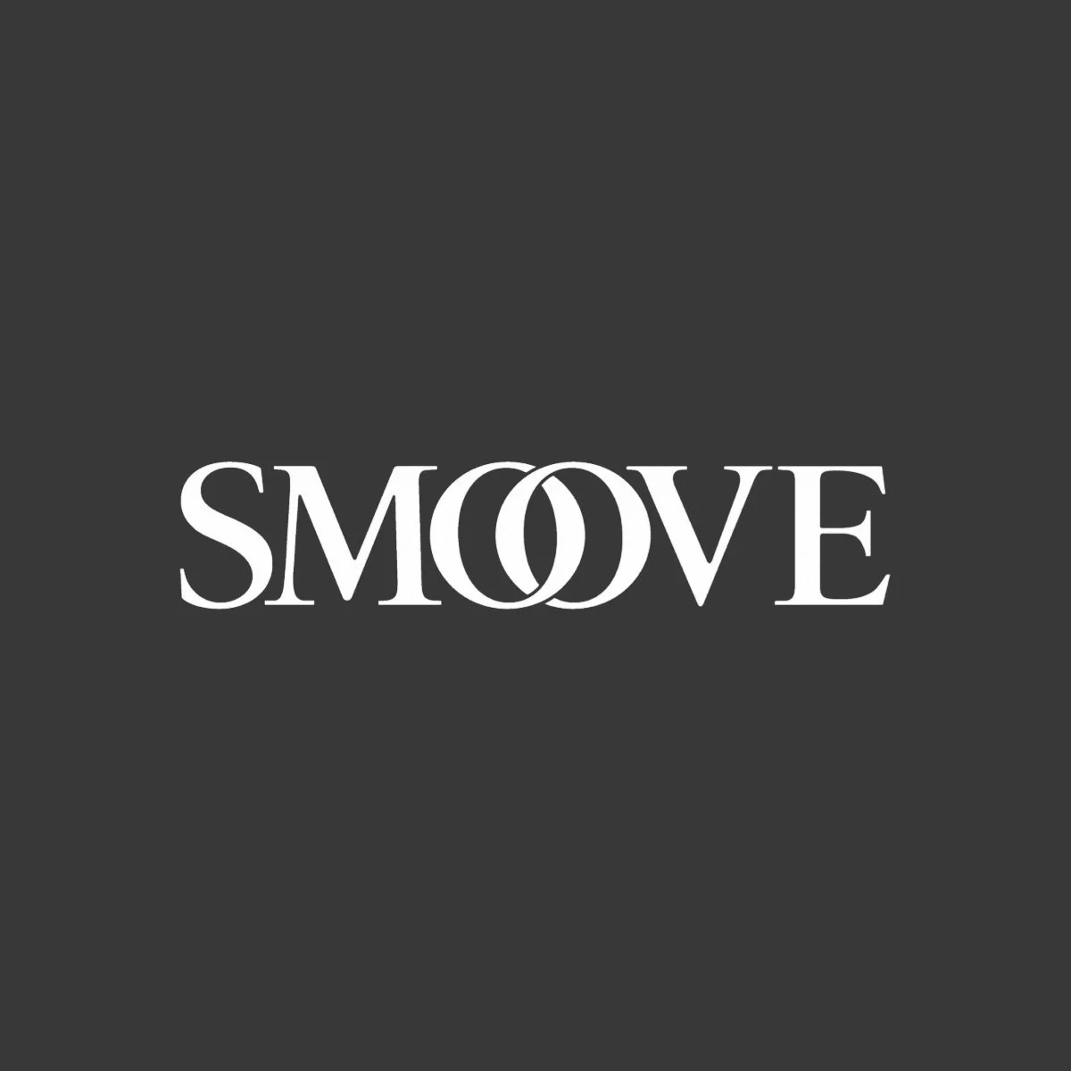 Black background with the word 'SMOOVE' in white, stylized font centered.