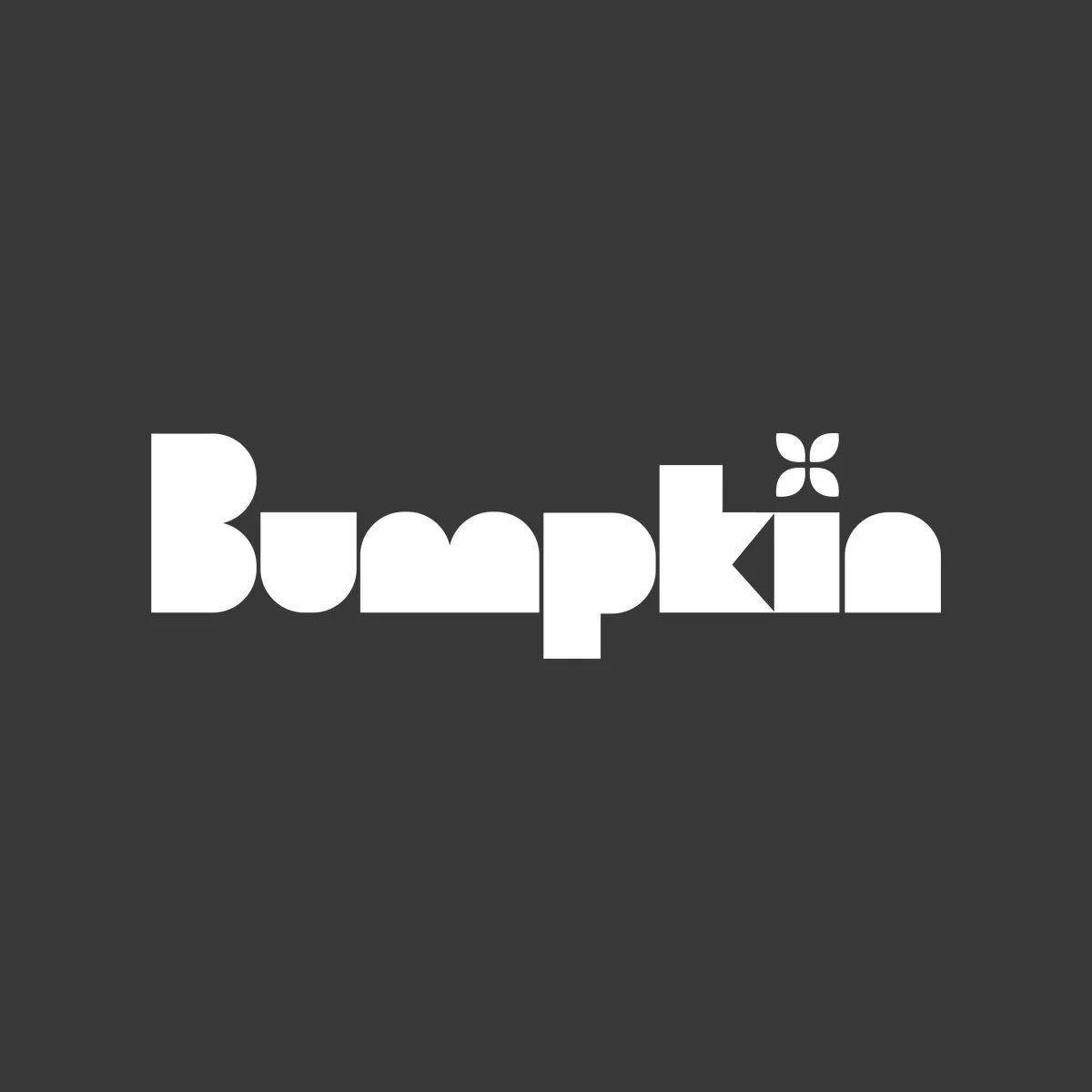 White stylized text spelling 'Bumpkin' on a dark background with a small leaf design above the letter 'k'.