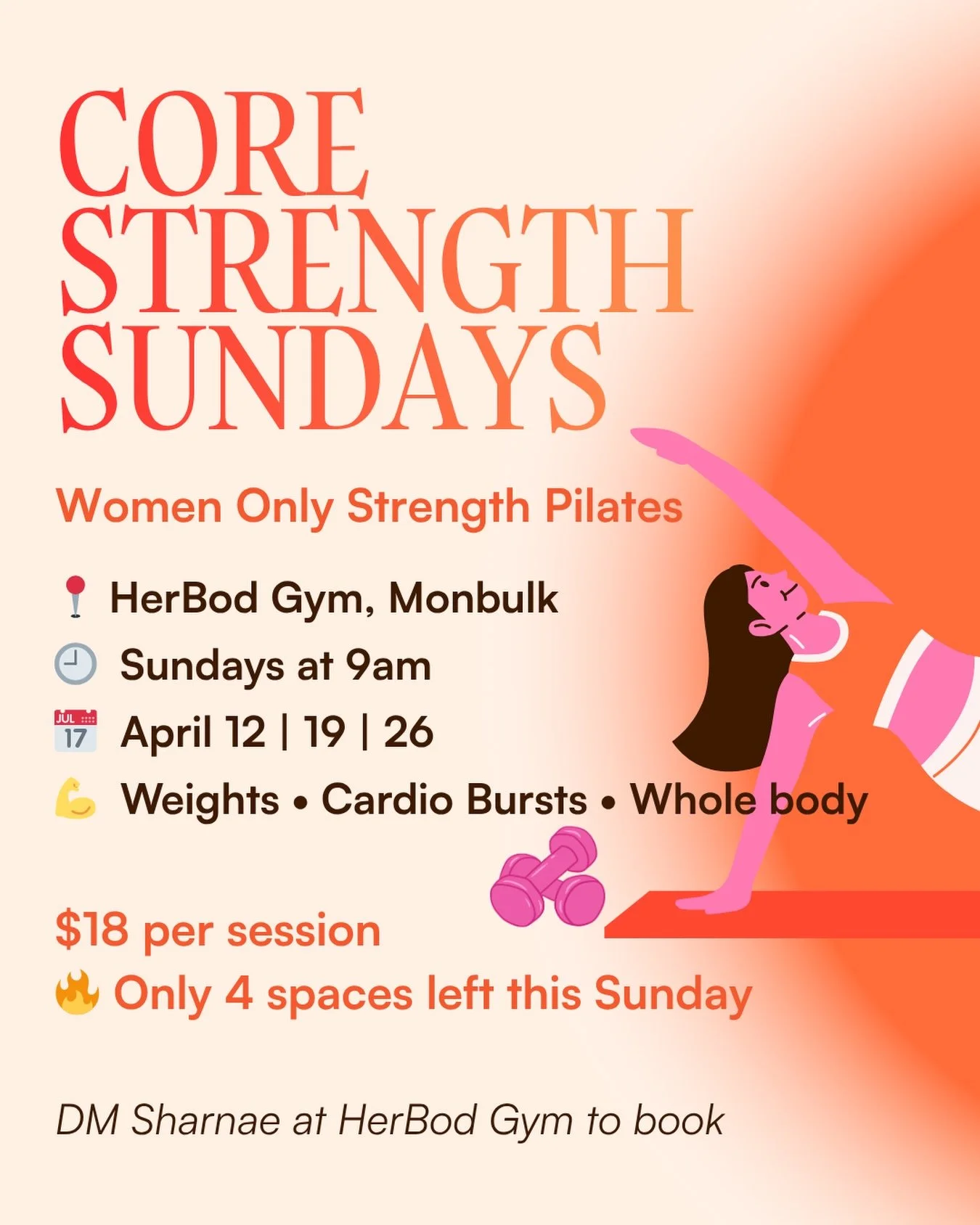 These Sunday mornings hit differently.

Weights in hand.
Music up.
Women showing up for themselves before the day  begins.

These Core Strength Sunday sessions at HerBod have been full of energy, grit, and that incredible feeling of walking out stron