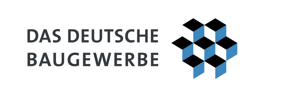Logo mit Text 'Das Deutsche Baugewerbe' und einer geometrischen Cube-Grafik