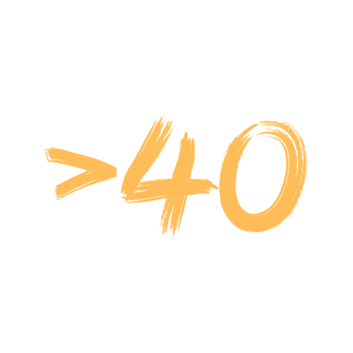 Graffiti-Style Schriftzug mit '>40' in goldener Farbe auf schwarzem Hintergrund.