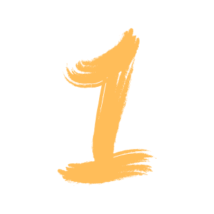 Ein handgemalter goldener Zahl 1 auf schwarzem Hintergrund.