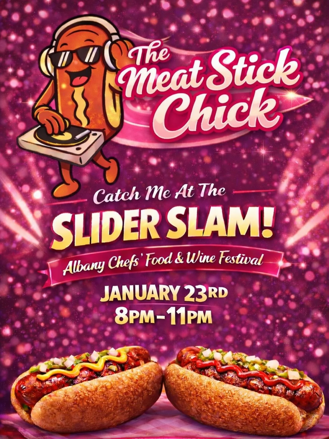 Slider Slam energy 🌭🔥
📍 Albany Chefs&rsquo; Food &amp; Wine Festival
Upstairs Ballroom at the Albany Capital Center 
🗓 Jan 23 | 8&ndash;11pm
Come get a taste 💖