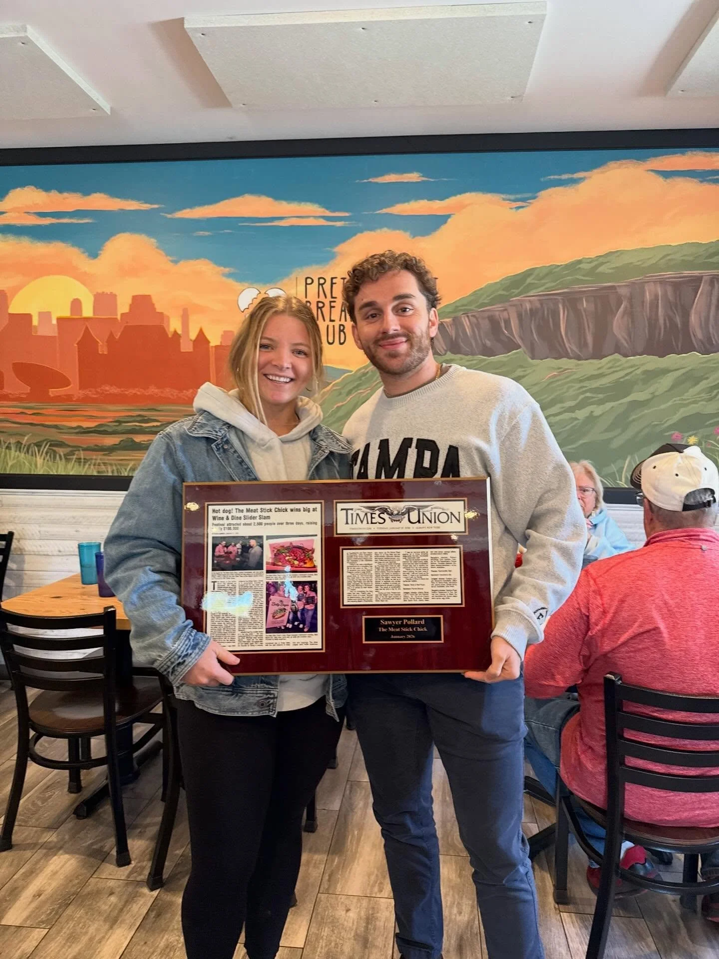 My Meat Stick Chick journey has been so awesome. I met @patflemingofficial at the Albany Food &amp; Wine and somehow ended up here. He gifted me a plaque with my @timesunion article on it. Pat, I appreciate your support more than you know&mdash;you&r