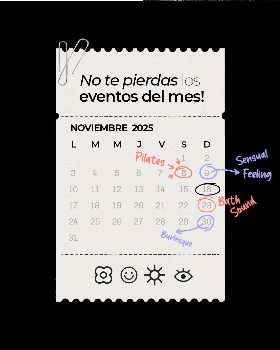 ✨ Desliza para ver todos los planazos BOP de noviembre 💫 ✨
Un mes lleno de movimiento, arte, música y comunidad 🌿.
Desde pilates y brunchs hasta sonido, tarot, burlesque y talleres creativos — noviembre llega con experiencias para rec