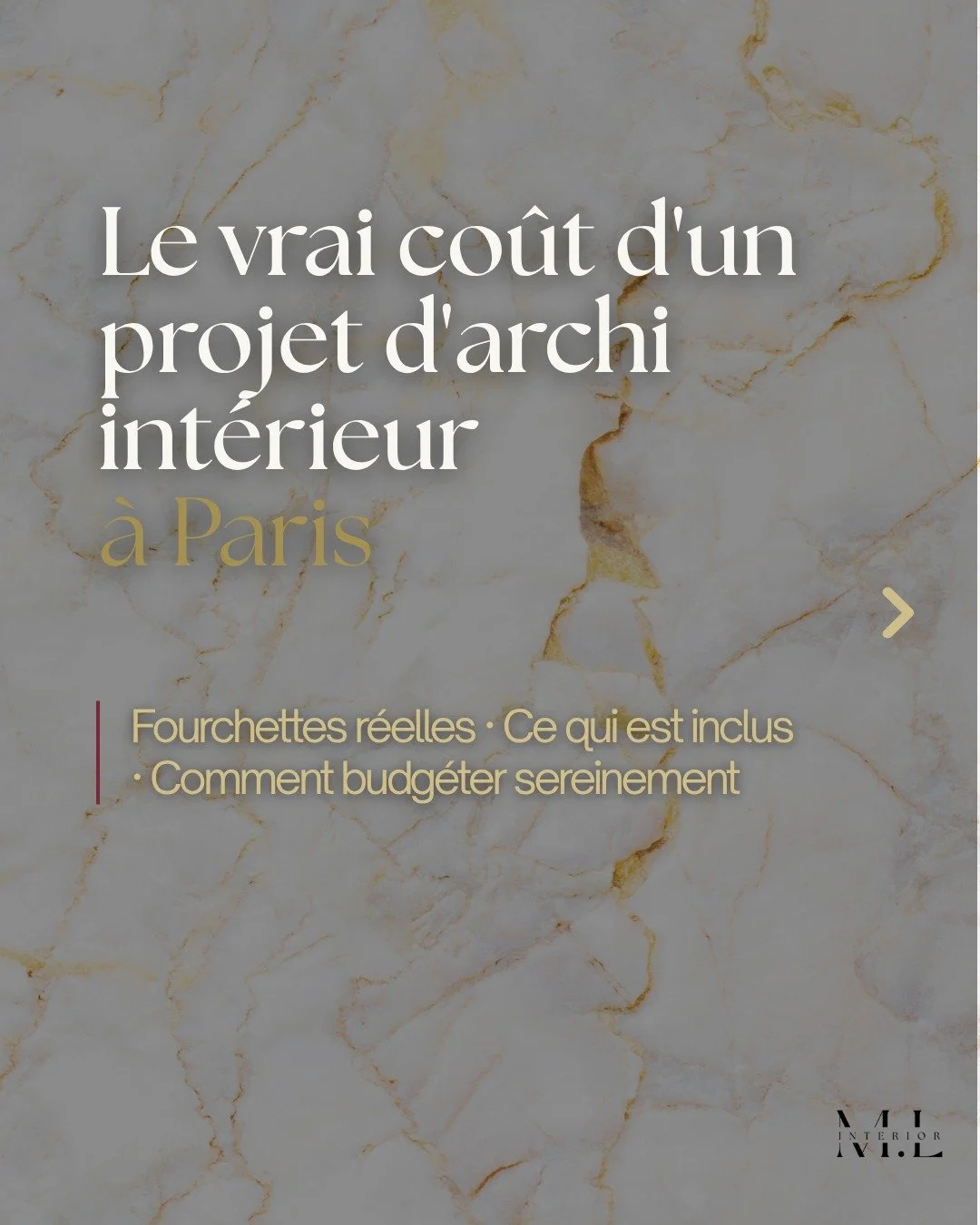 Personne ne vous dit vraiment combien co&ucirc;te un projet d'archi int&eacute;rieur &agrave; Paris.
Alors je l'ai fait !

Dans ce carrousel, les vraies fourchettes 2026 : travaux, 
honoraires, exemples concrets selon la surface.

Pas pour faire peur