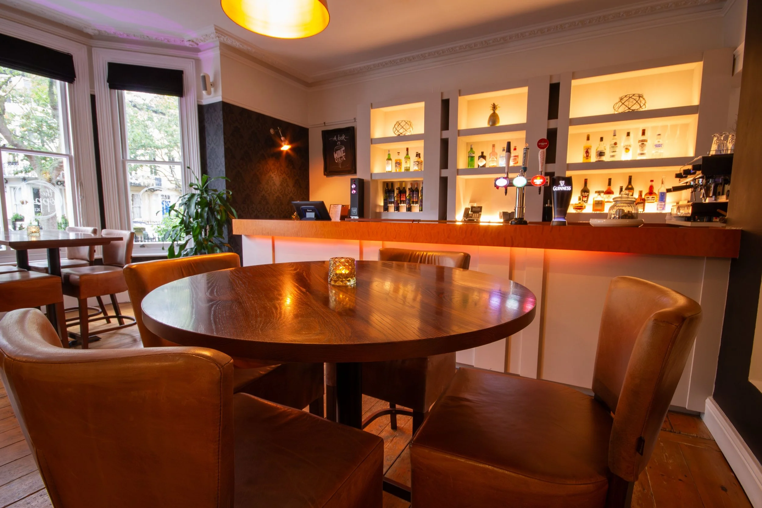 Restaurant interior at Andover House in Great Yarmouth with tables set for modern British dining