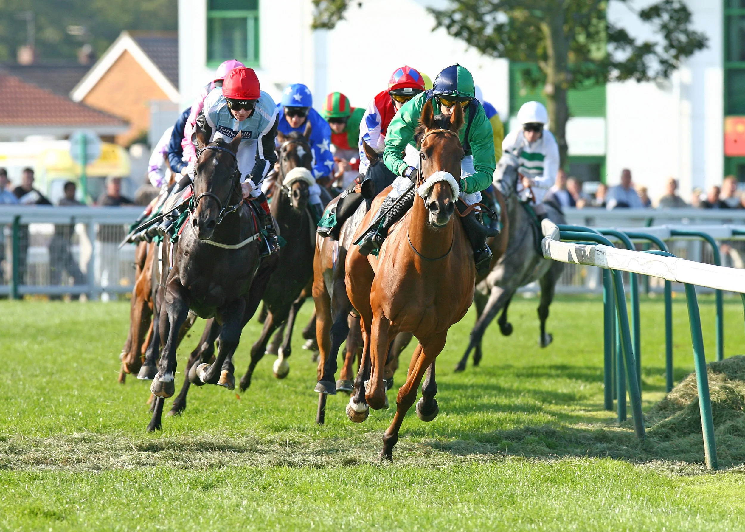 Horses racing at the Great Yarmouth Racecourse