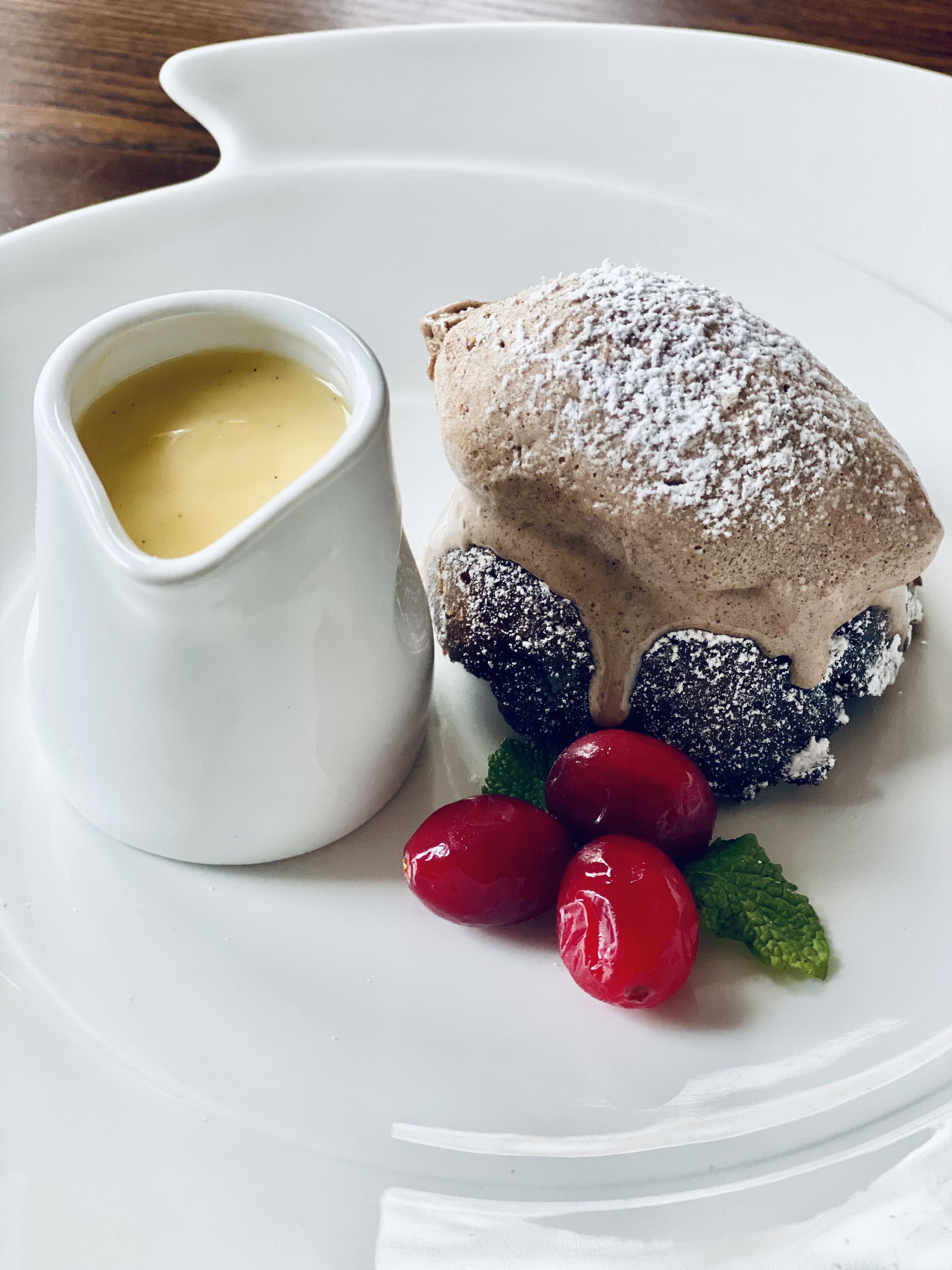 Christmas pudding dessert served at Andover House Hotel