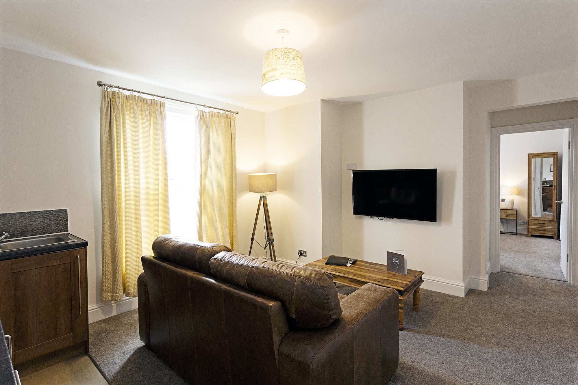 Double with Lounge at Andover House with comfortable sofa, television and private bedroom