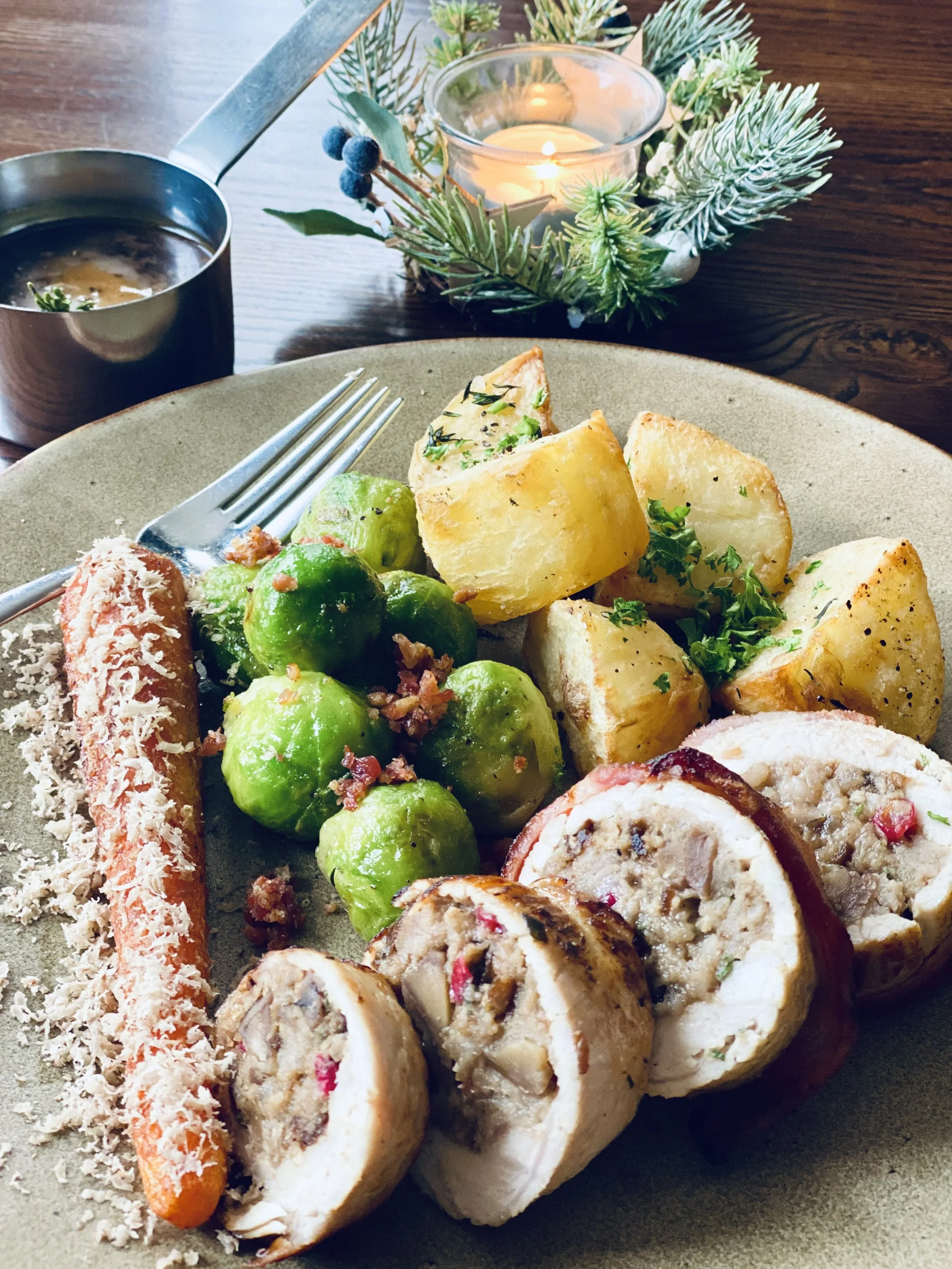 Festive Christmas dinner served at the boutique hotel Andover House