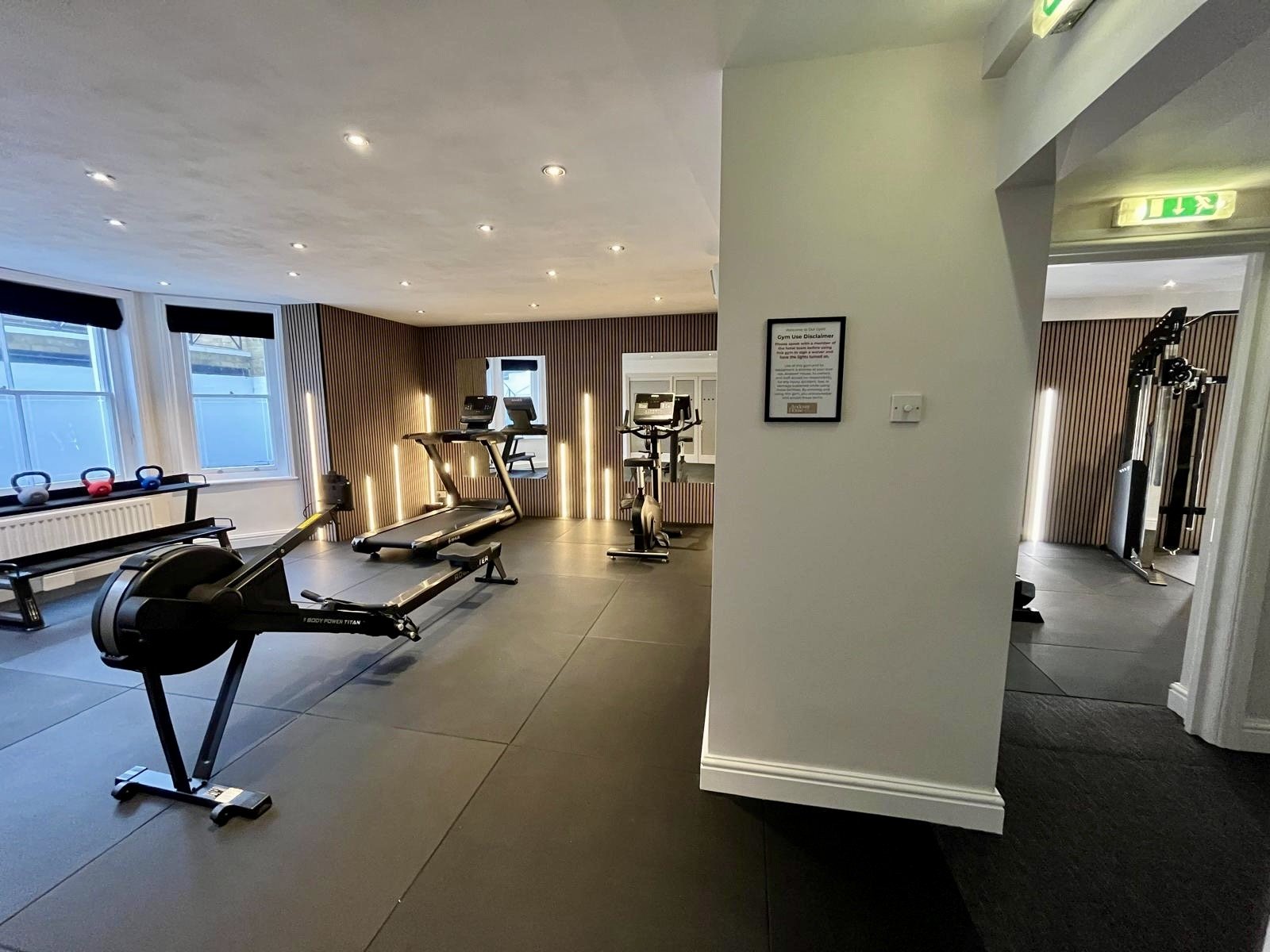 Gym with equipment, lighting and gym flooring at Andover House Hotel in Great Yarmouth