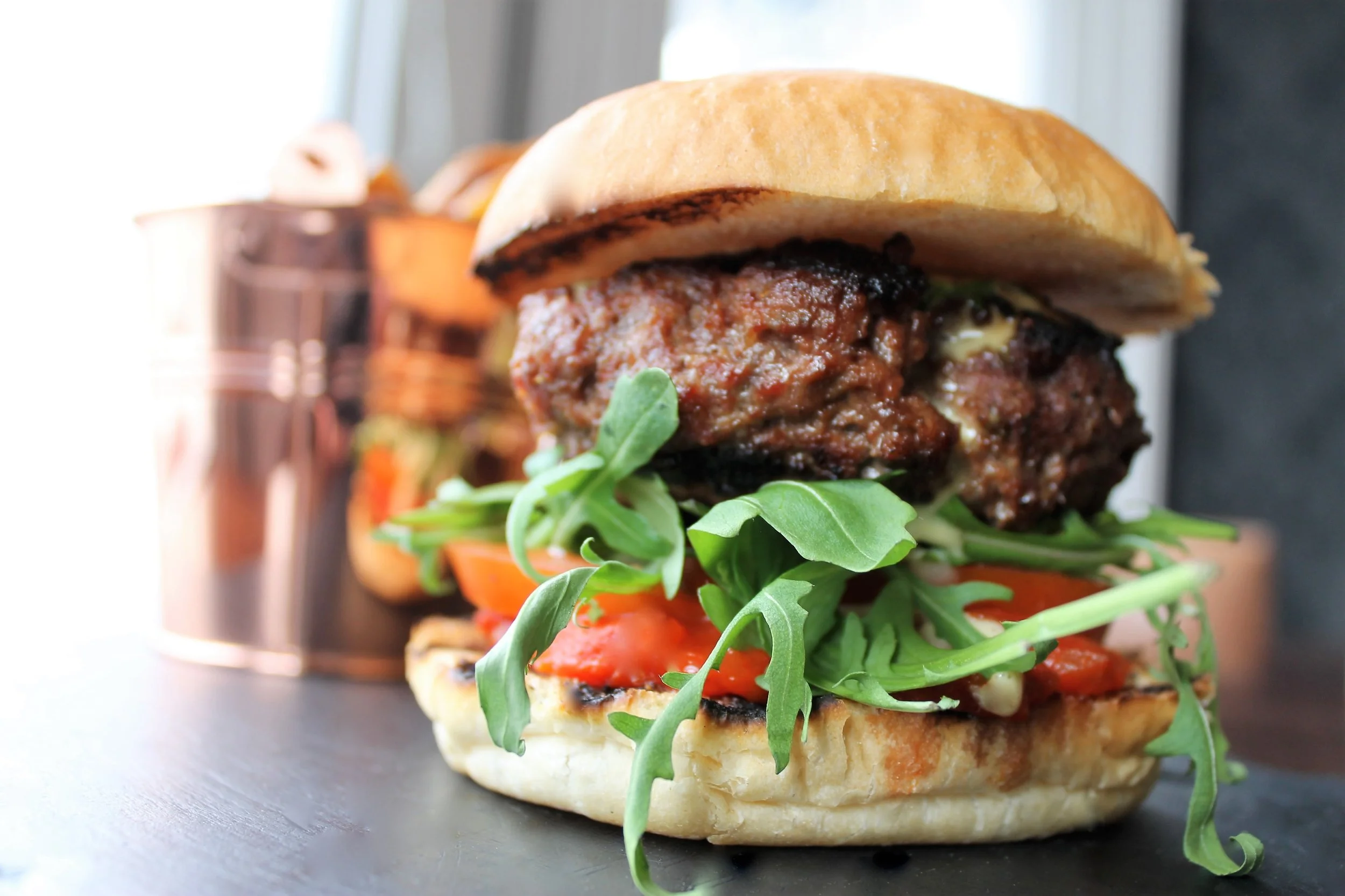 Burger main course at Andover House Restaurant in Great Yarmouth