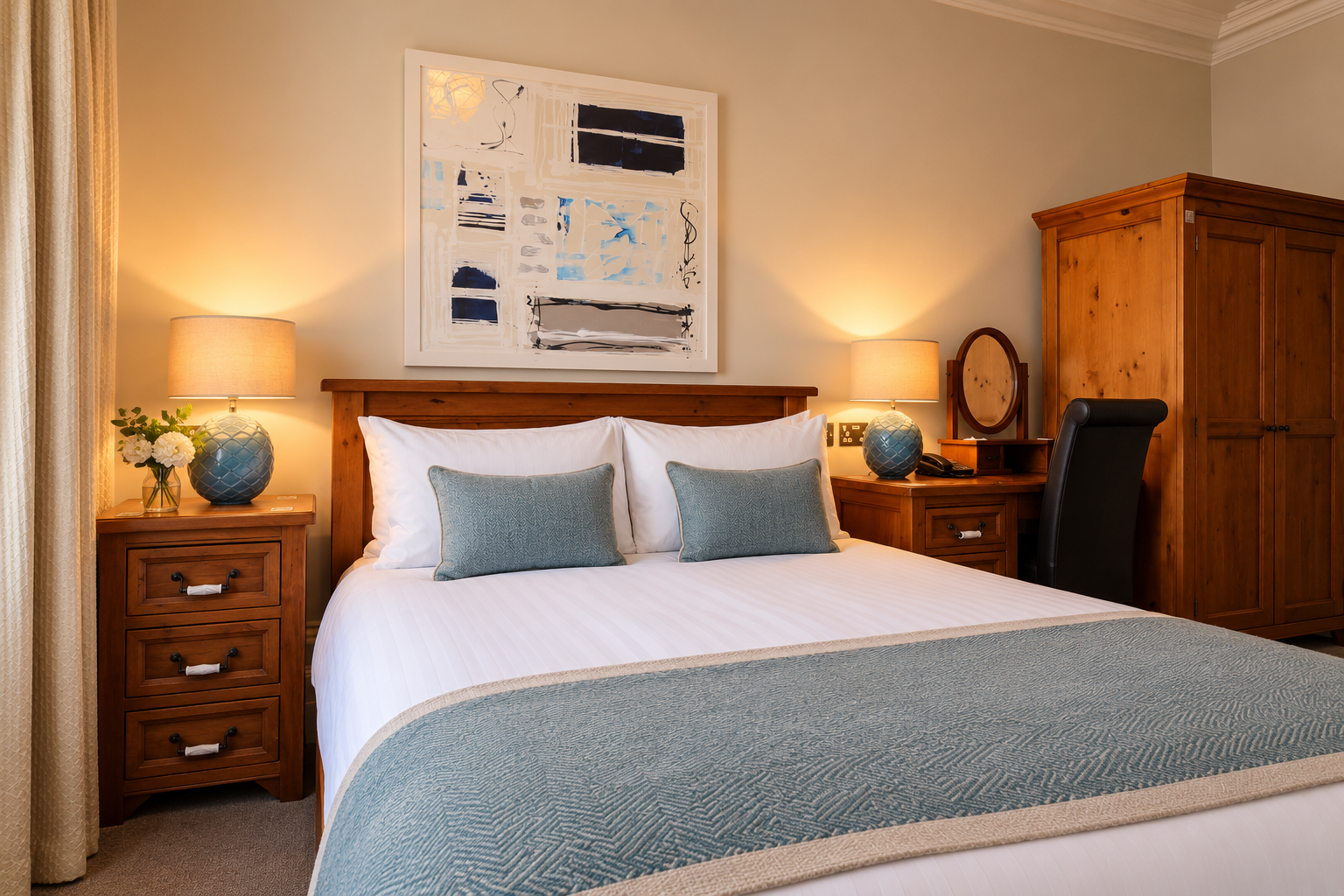 Comfortable double bedroom at Andover House Hotel in Great Yarmouth