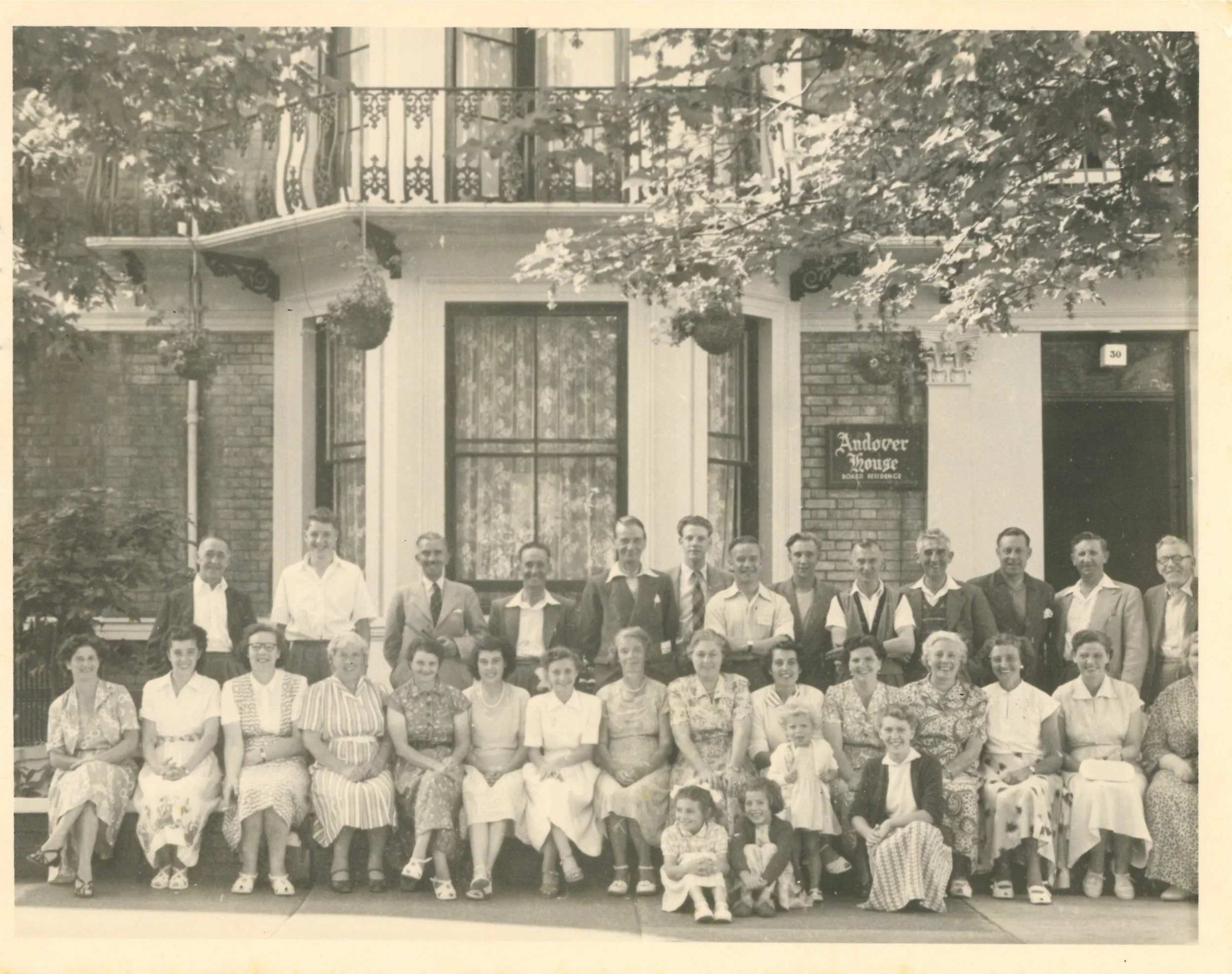 Black and white 50's photograph outside Andover House Hotel in Great Yarmouth