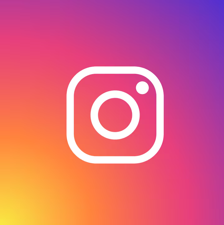 Instagram logo on a colorful gradient background.