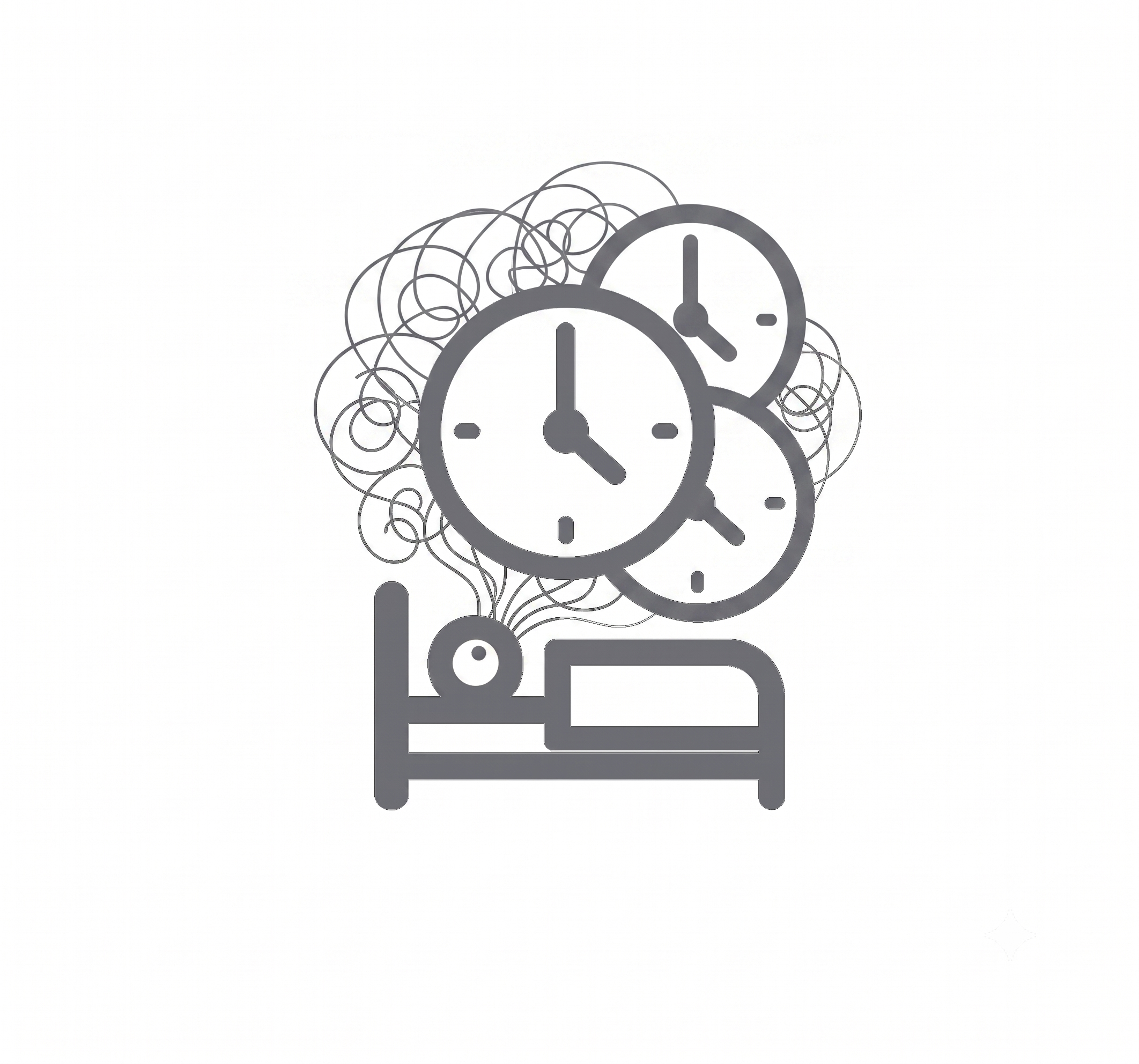 Clock showing above a person sleeping in bed.