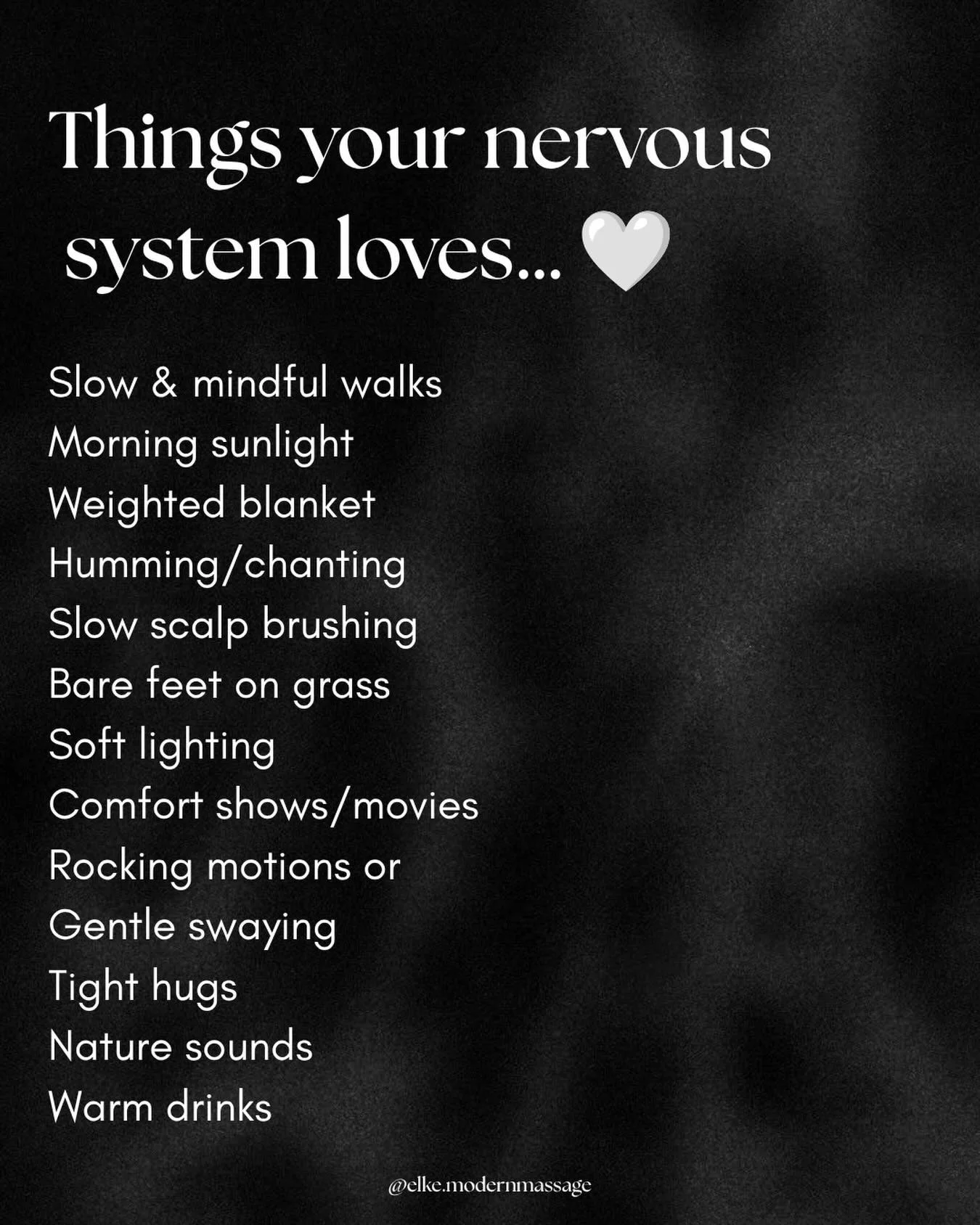 A regulated nervous system helps improve:
&bull; Sleep quality
&bull; Stress resilience
&bull; Digestion
&bull; Mood &amp; focus
&bull; Muscle tension
&bull; Hormone balance
&bull; Overall energy levels ✨

Your body functions best when it feels safe,