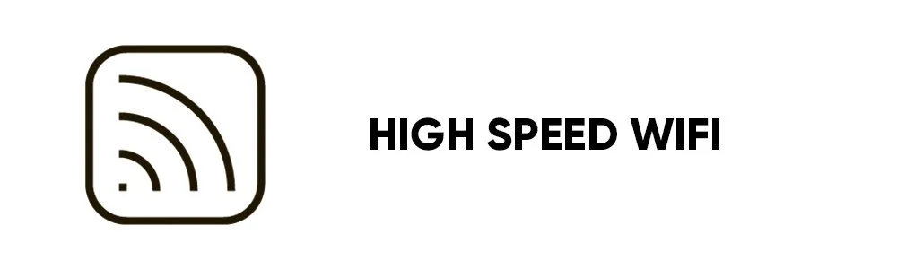 Wi-Fi symbol icon with the text "High Speed WiFi"