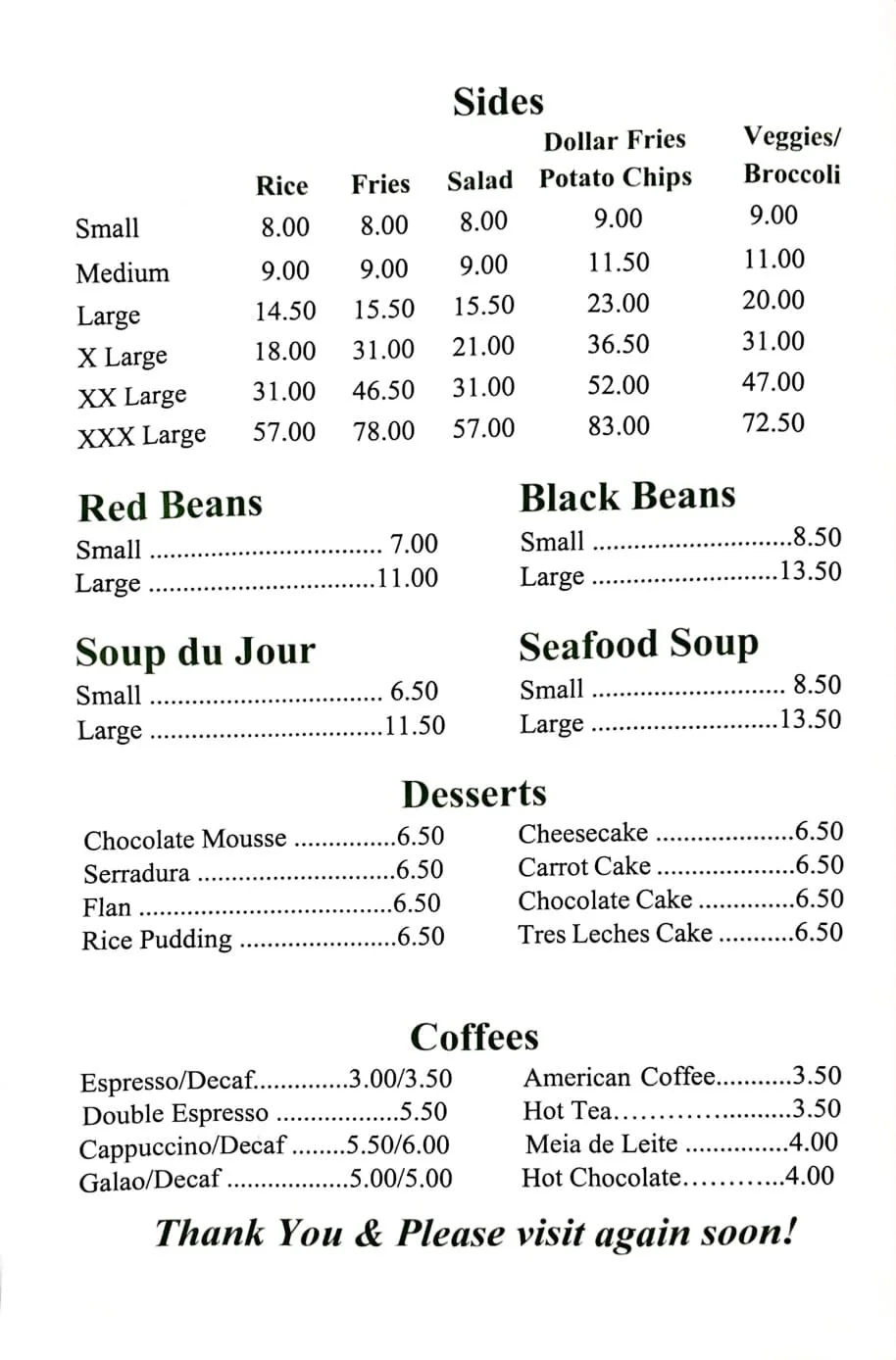 Sides and Dessert
