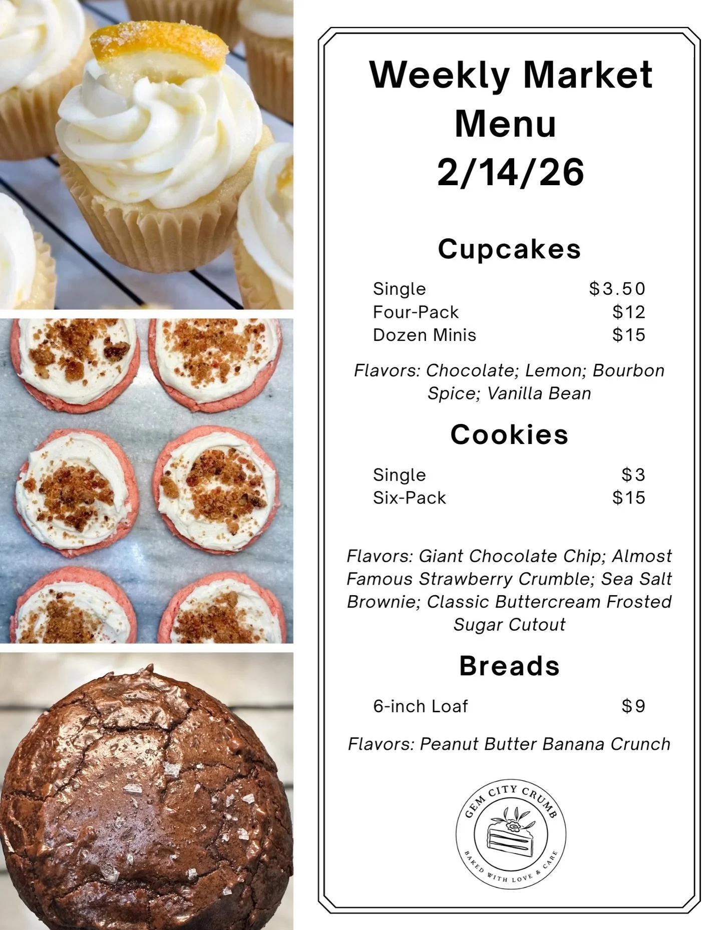 We&rsquo;ll be at the Town &amp; Country Shopping Center this Saturday from 11-4 for their monthly market sponsored by the Kettering Noon Optimist Club!  Check out our menu and make a plan to stop by for a sweet treat for your Valentine 💘 🧁 

#supp