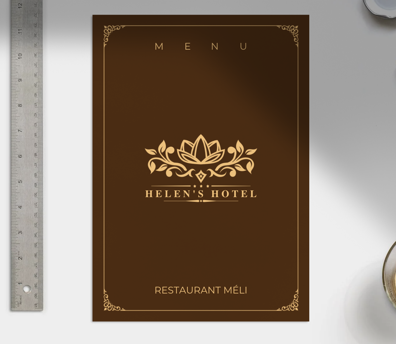 Menu réalisé pour le restaurant de l'hélèn's Hotel.