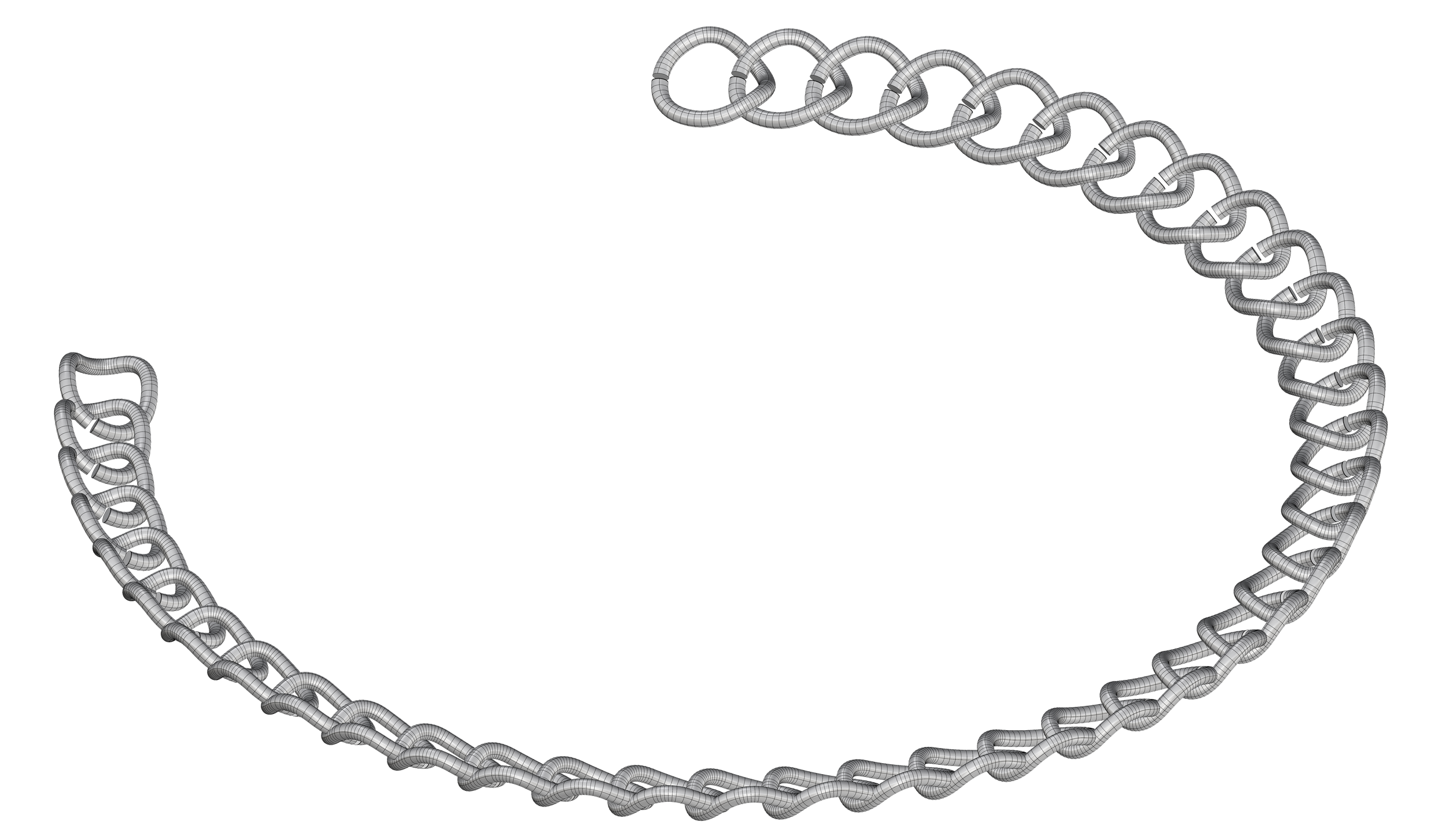 Silver chain necklace against a black background.
