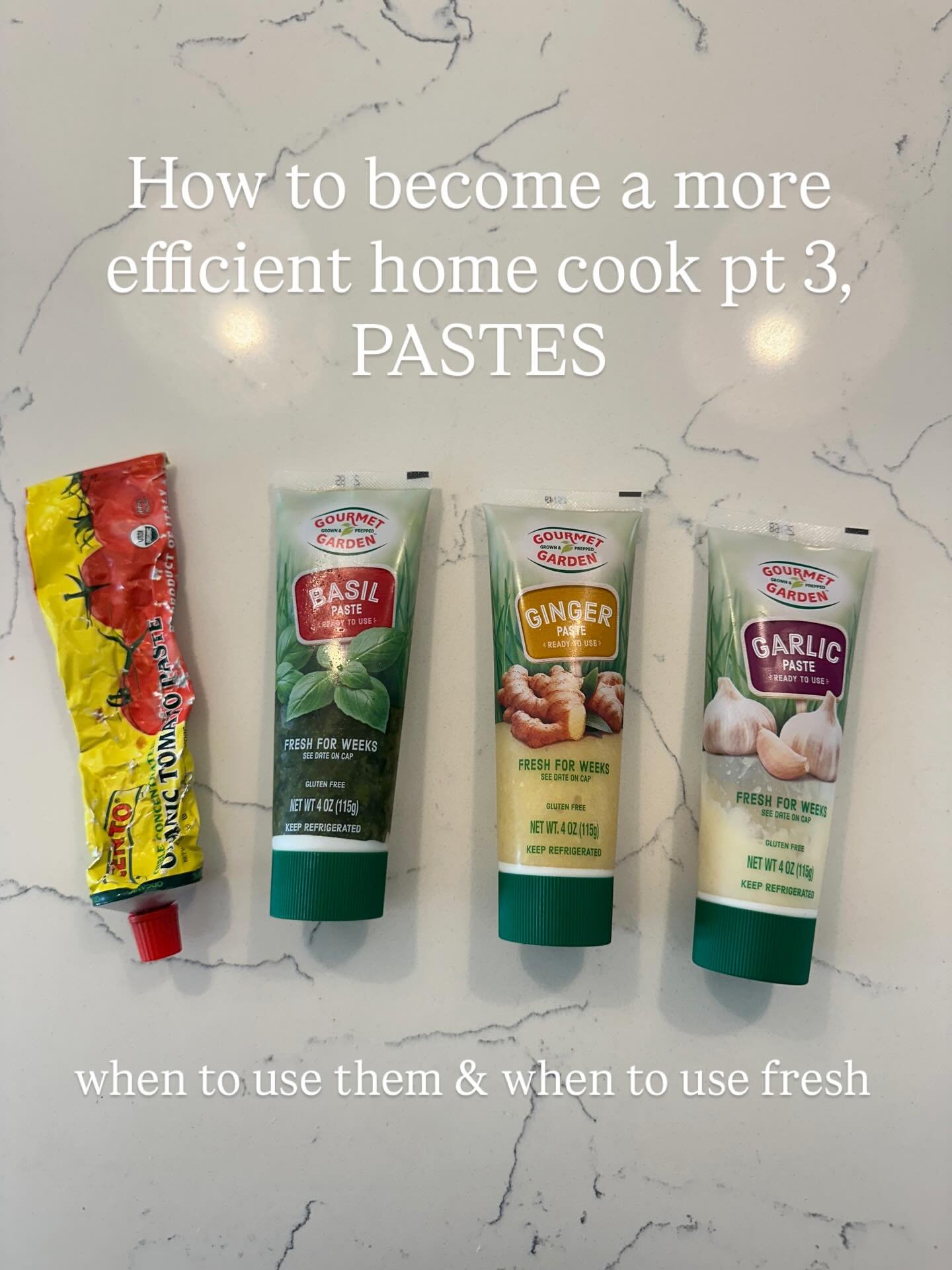 How to become a more efficient home cook part 3 &mdash; PASTES! 

Fresh will ALWAYS be superior but there are plenty are scenarios where these are just as good in my opinion 😊

Also I clearly love ya @gourmetgarden 🫶🏼