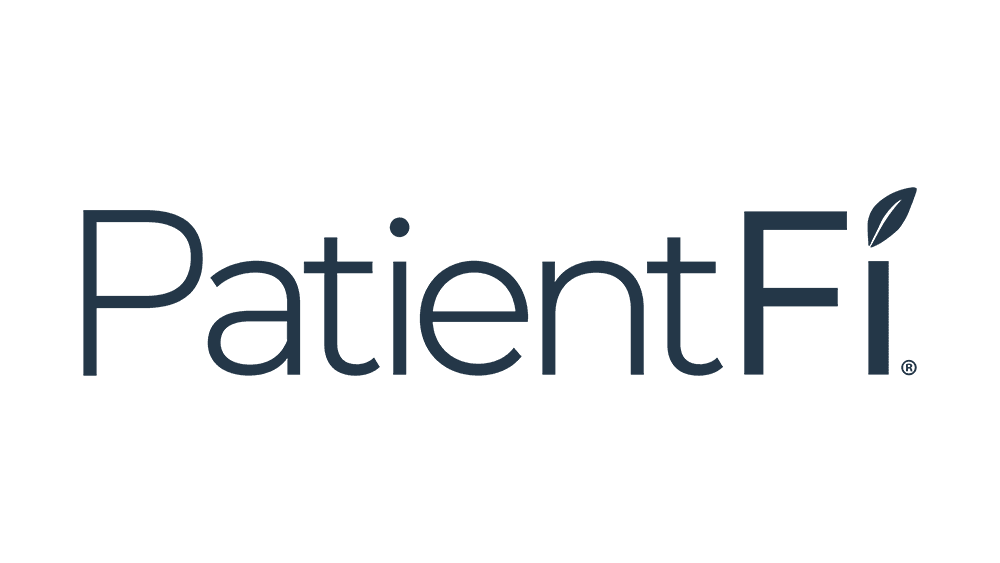 PatientFii logo with black text and a blue leaf accent on the letter 'i' in 'Fi'.