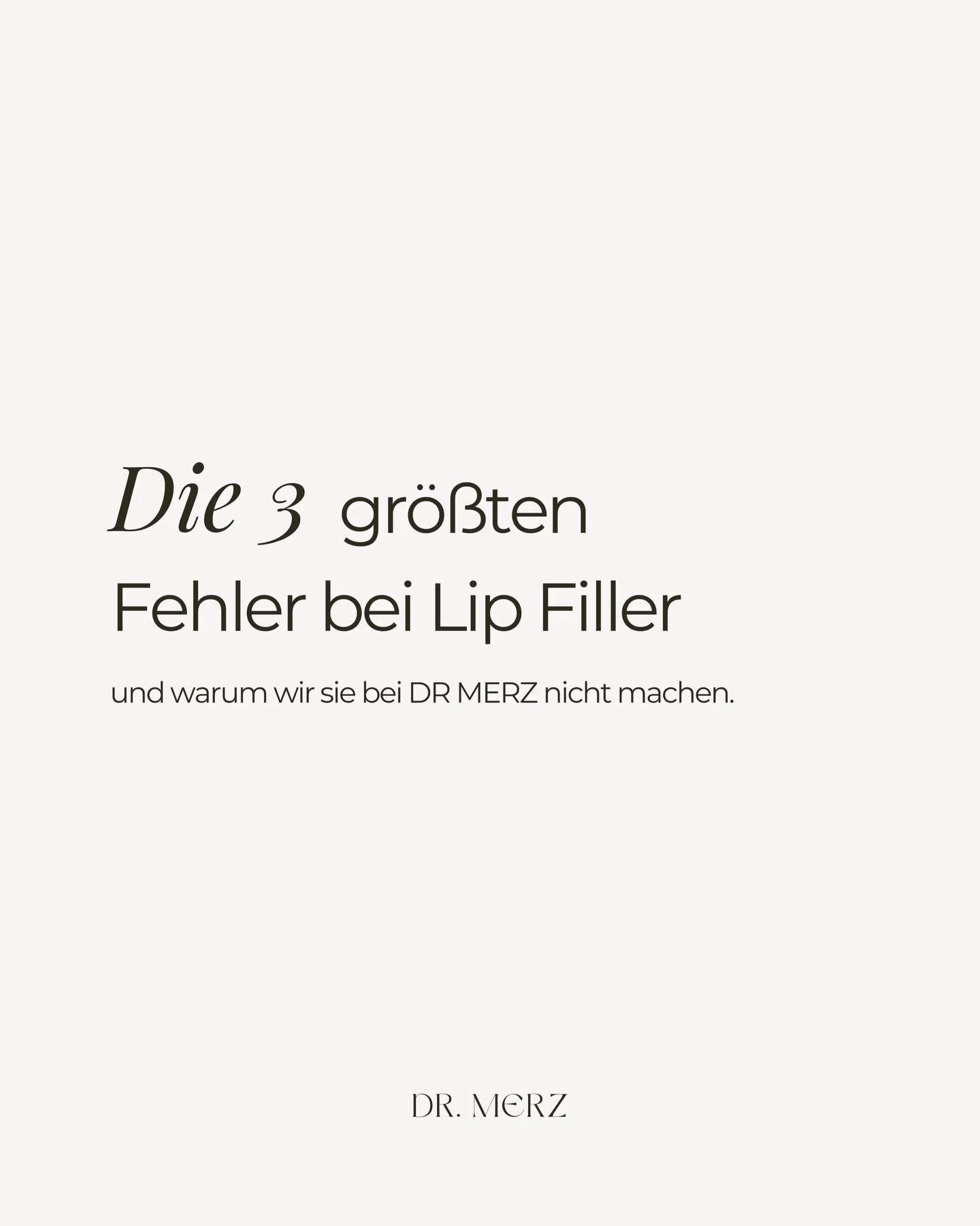 - Die 3 gr&ouml;&szlig;ten Fehler bei Lip Filler -

Die 3 gr&ouml;&szlig;ten Fehler bei Lip Fillern - und warum wir sie nicht machen.
&Uuml;berkorrekturen, falsche Platzierung und unnat&uuml;rliche Formen sind die h&auml;ufigsten Gr&uuml;nde, warum L