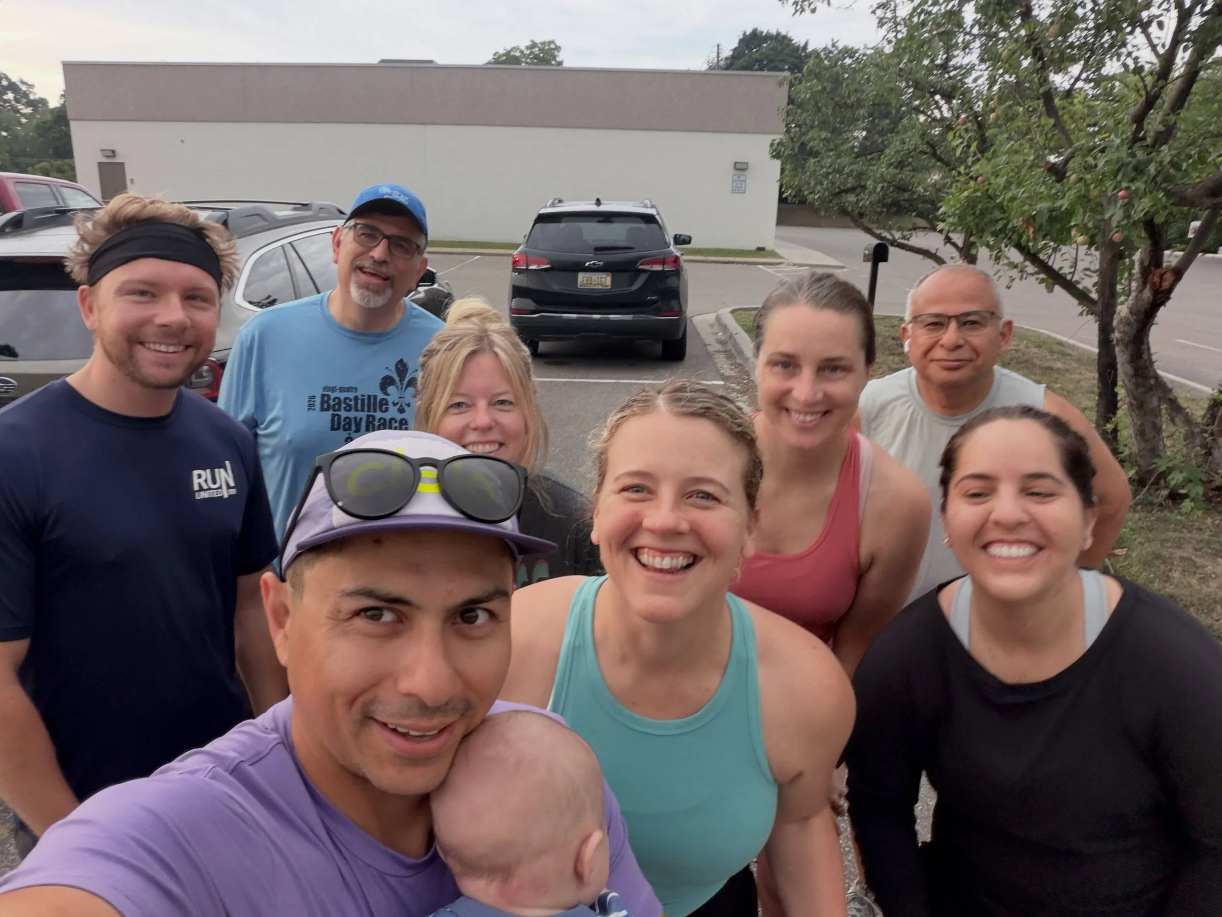 The rain didn&rsquo;t keep this group away from our runs today! We even had a special guest visit from out of town, all the way from Dallas, who said the cool air and 🌧️ felt great as a break from their summer in Texas. SUPER job today, team (plus J