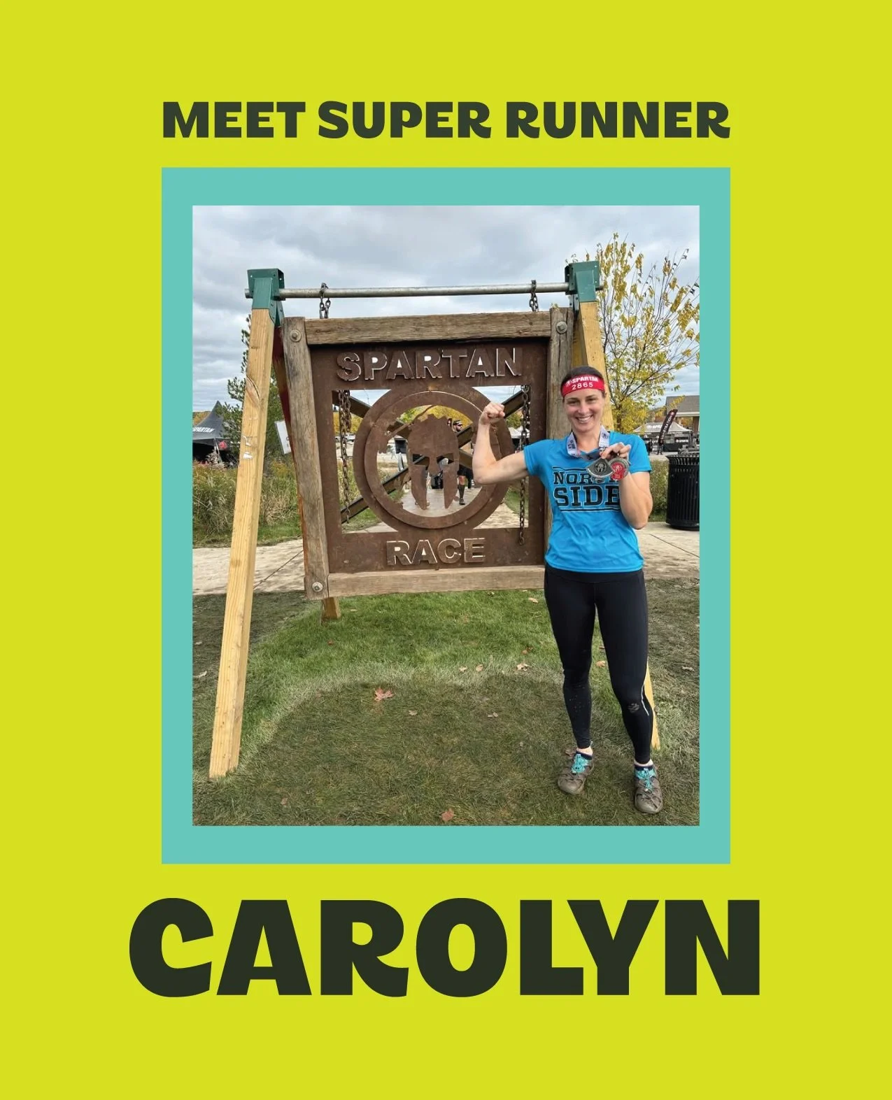 Meet Super Runner, @cthoma84! Carolyn shows up rain or shine with optimism for the day&rsquo;s run (she says this was instilled from her cross country days 😂). Swipe to learn more about our Pontiac neighbor!