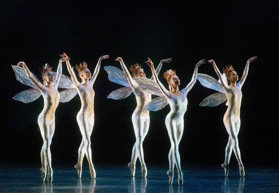 A Midsummer Night's Dream, Choreography: George Balanchine, Music: Felix Mendelssohn, Reimagined by Lourdes Lopez, Costume & Set Design: Michele Oka Doner, Projection: Wendall K. Harrington, Dramaturgy: Tarell Alvin McCraney, Photography: George Skou