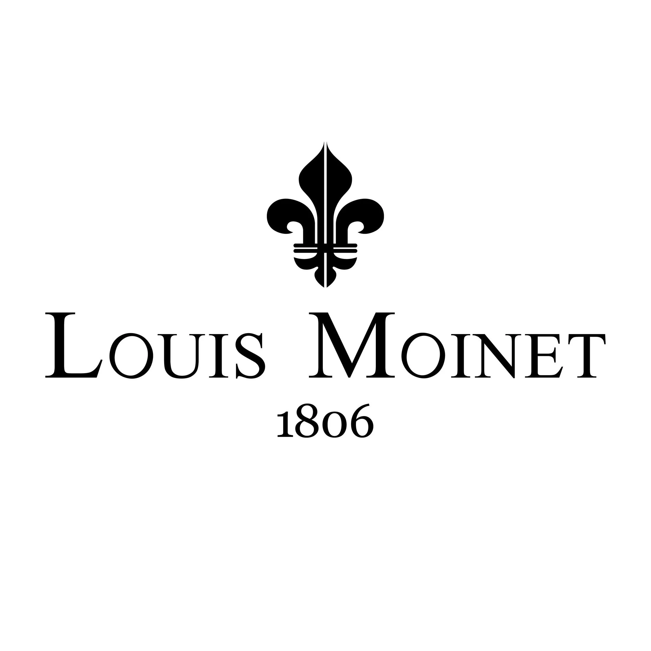 Black and white logo of Louis Moinet, with a fleur-de-lis symbol above the name and the year 1806 below.