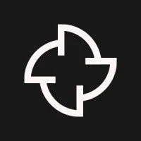 Minimalist white crosshair or target icon on a black background.