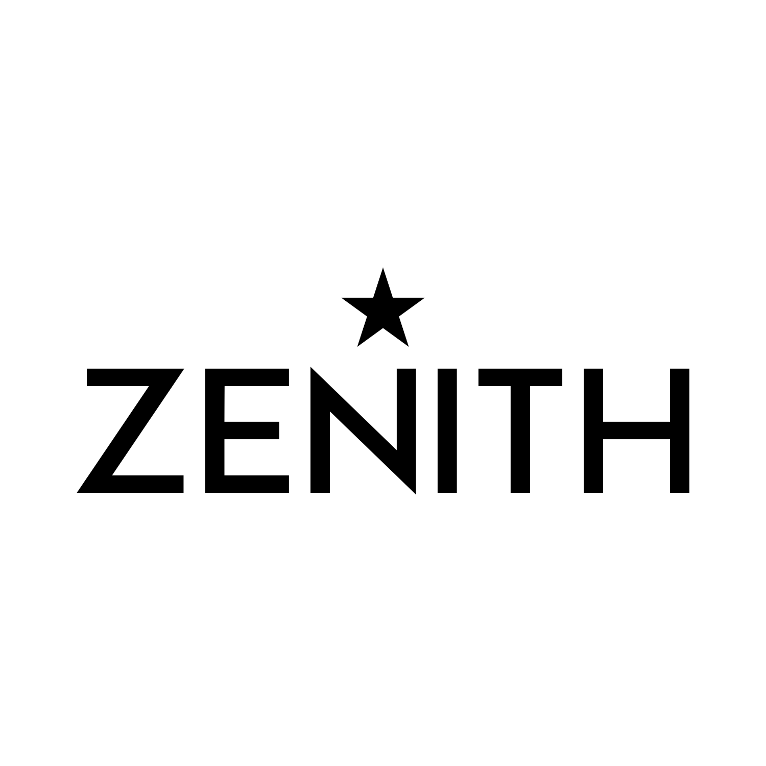 Black text reading 'ZENITH' with a star above the letter 'I' on a white background.