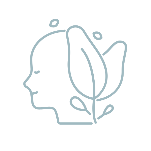 Minimalist line art of a woman's face in profile with a large flower integrated into the design.